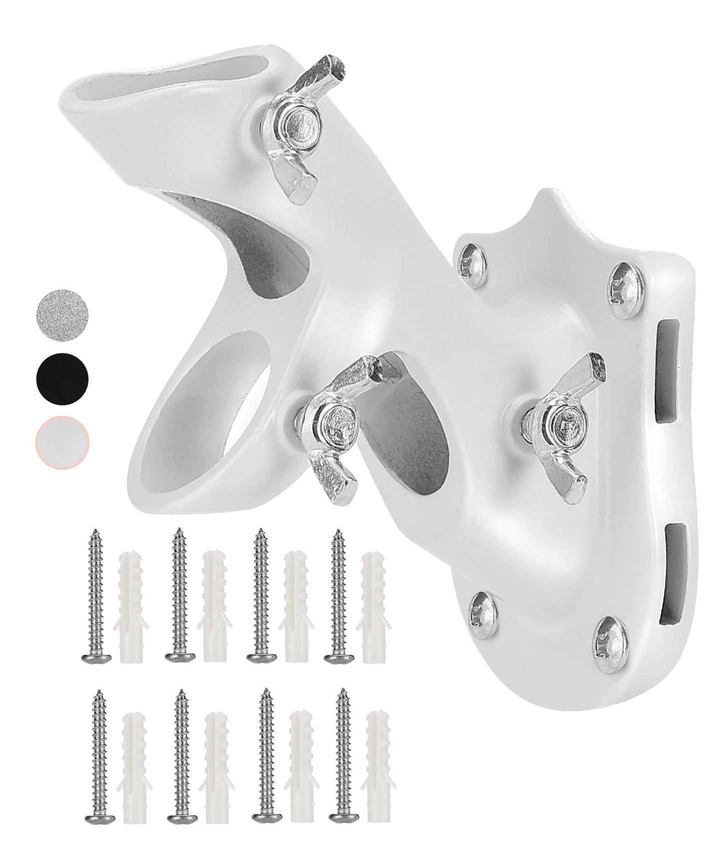 UNCO- Aluminum Flag Pole Holder for House, 2 Pack, White, Heavy Duty Aluminum Mount, Flag Pole Bracket, Flag Pole Holder Mounting Bracket, Flag Pole Brackets for House, Flag Pole Mounting Bracket