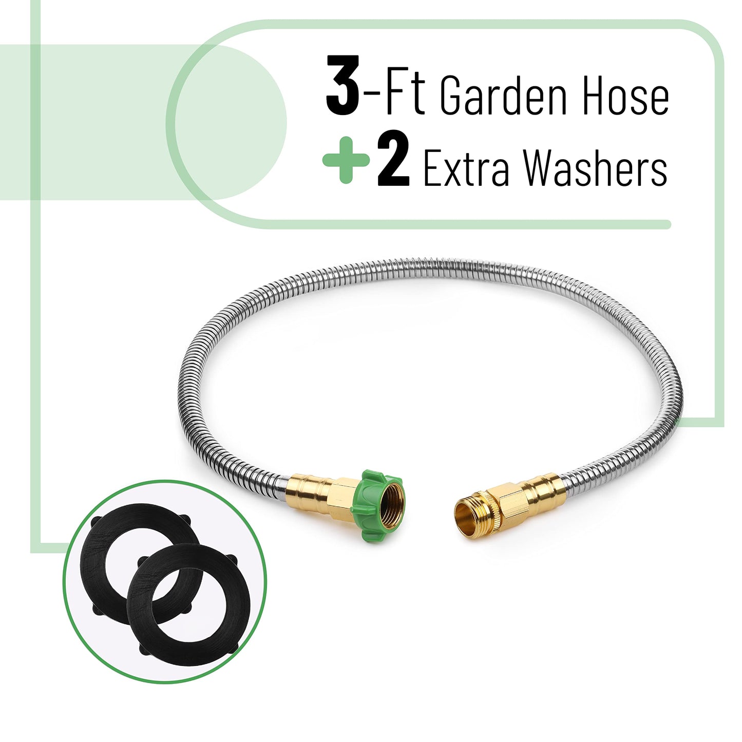UNCO- Garden Hose, 6 Feet, Stainless Steel Hose, Metal Hose, Metal Garden Hose, Stainless Steel Garden Hose, Outdoor Hose, No Kink Garden Hose, Short Garden Hose, Garden Hose Metal
