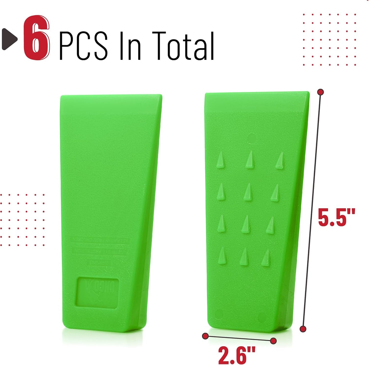 UNCO- Tree Felling Wedges with Spikes, 5.5", 6 pcs, Green Wedges with Storage Bag, Splitting Wedge, Plastic Wedges for Tree Cutting, Logging Tools and Equipment, Chainsaw Wedges for Trees, Wood Wedge