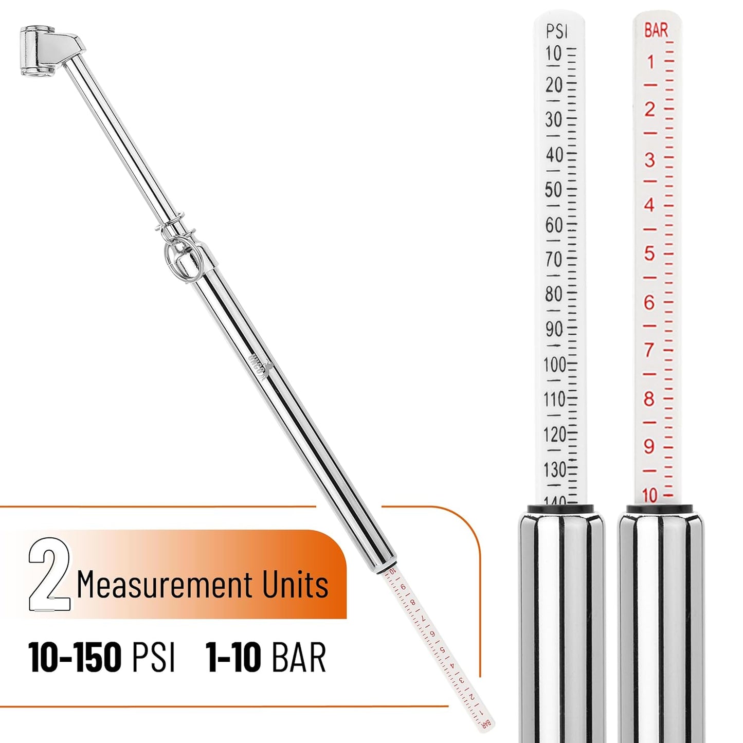 UNCO- Dual Head Tire Pressure Gauge, 2 Pack, 10-150PSI, Tire Gauges for Tire Pressure, Pencil Tire Pressure Gauge, Air Pressure Gauge for Tires, Air Gauge Tire Pressure, Car Tire Pressure Gauge