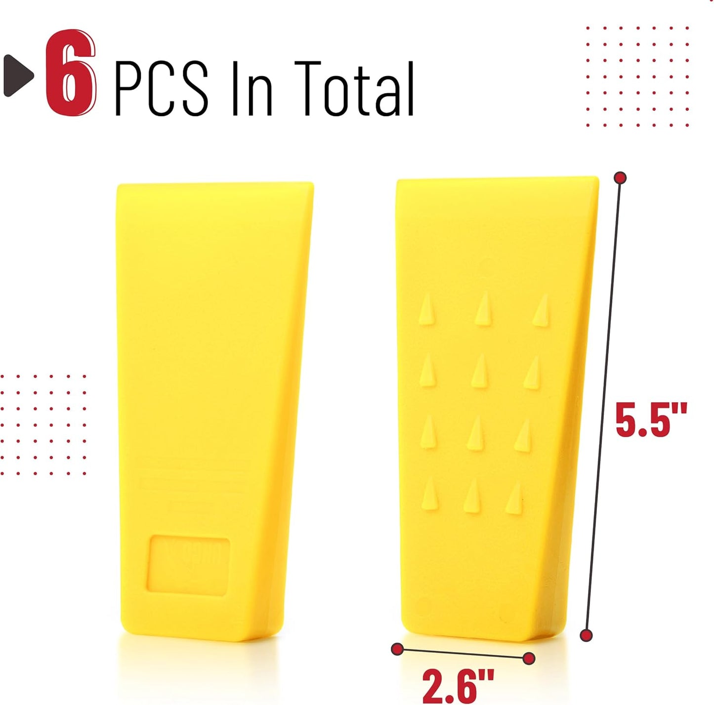 UNCO- Tree Felling Wedges with Spikes, 5.5", 6 pcs, Yellow Wedges with Storage Bag, Splitting Wedge, Plastic Wedges for Tree Cutting, Logging Tools and Equipment, Chainsaw Wedges for Trees, Wood Wedge