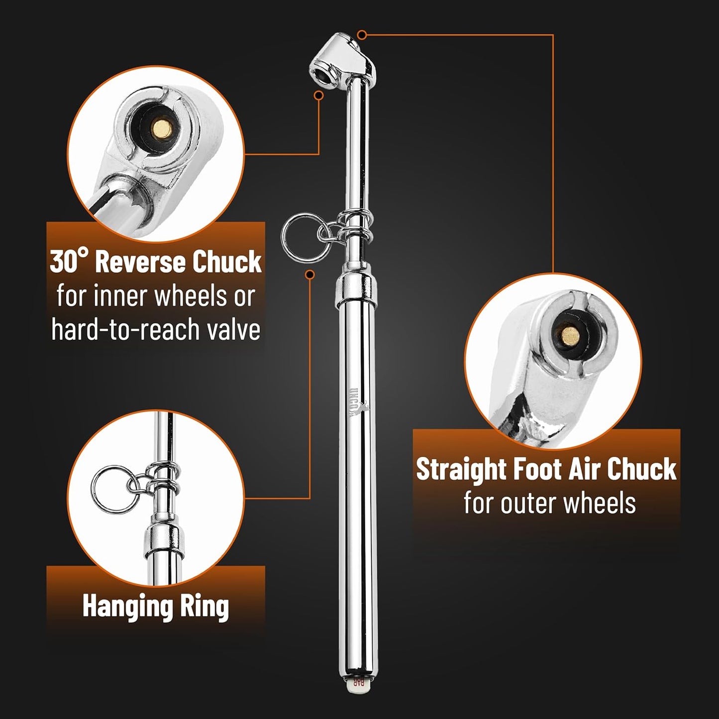 UNCO- Dual Head Tire Pressure Gauge, 2 Pack, 10-150PSI, Tire Gauges for Tire Pressure, Pencil Tire Pressure Gauge, Air Pressure Gauge for Tires, Air Gauge Tire Pressure, Car Tire Pressure Gauge