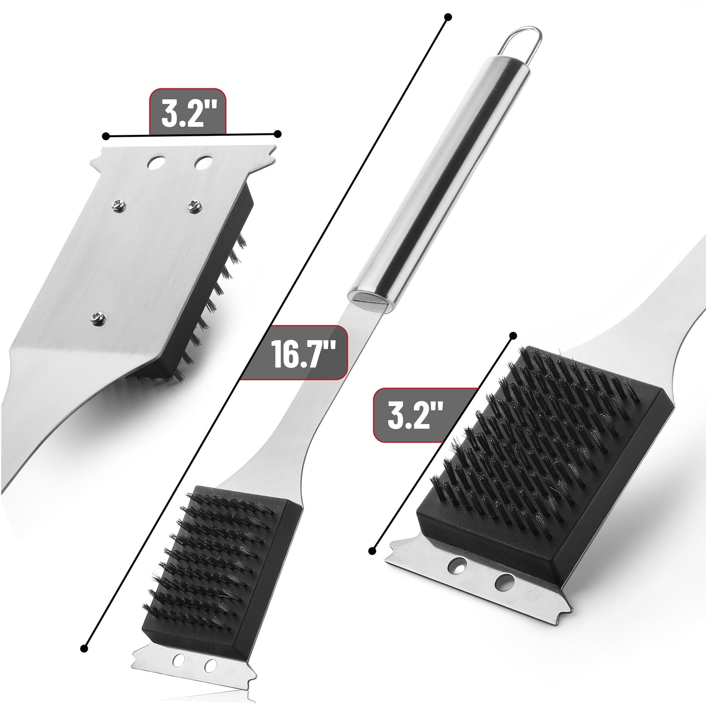 UNCO- Chicken Leg Rack for Grill with Drip Pan and Grill Brush with Scraper