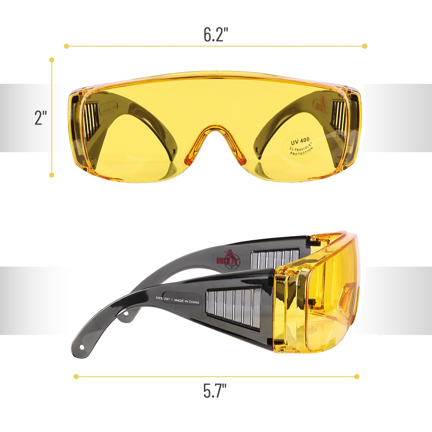 UNCO- Safety Goggles Over Glasses, Protective Goggles, Safety Goggles Anti Fog, Work, Safety Glasses Over