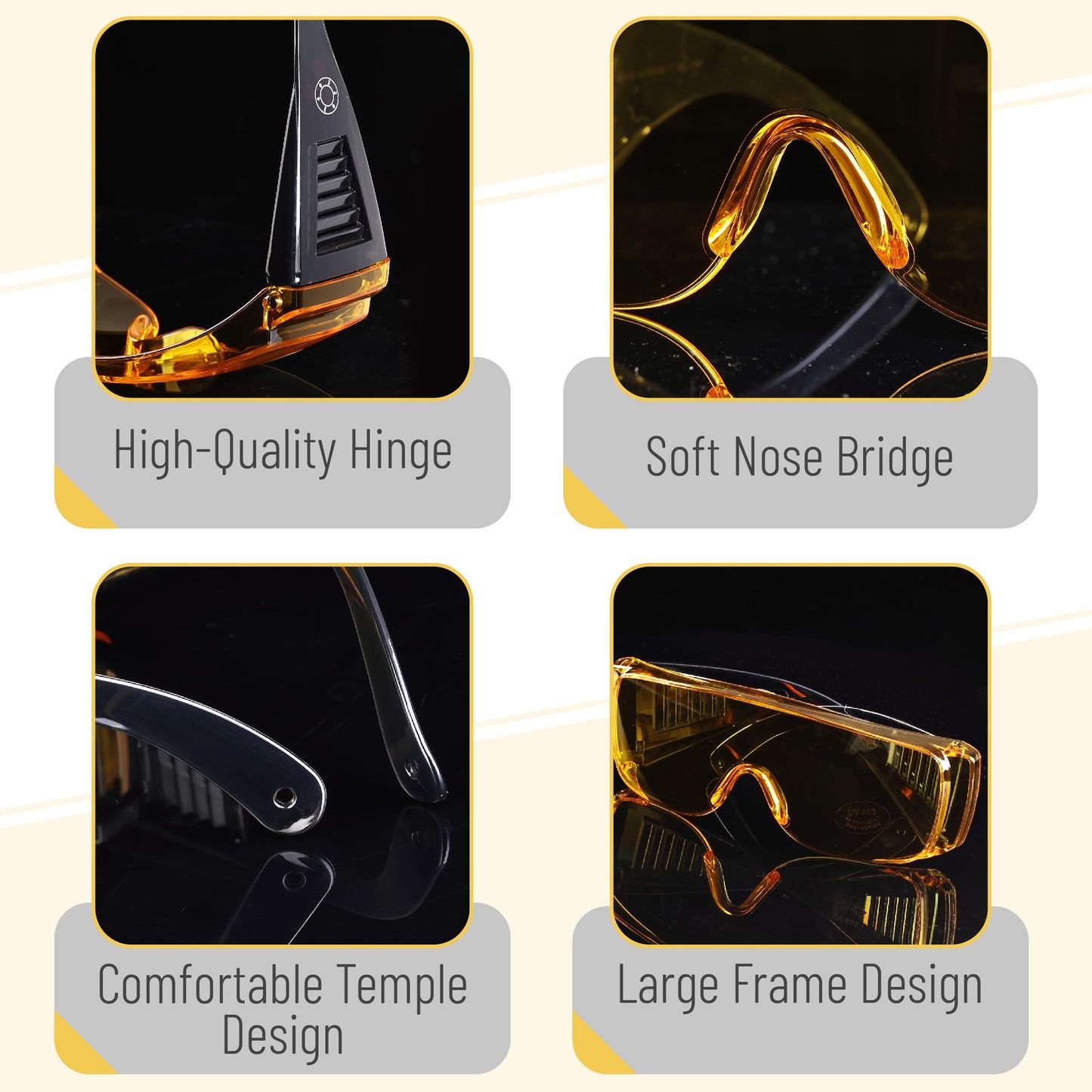UNCO- Safety Goggles Over Glasses, Protective Goggles, Safety Goggles Anti Fog, Work, Safety Glasses Over