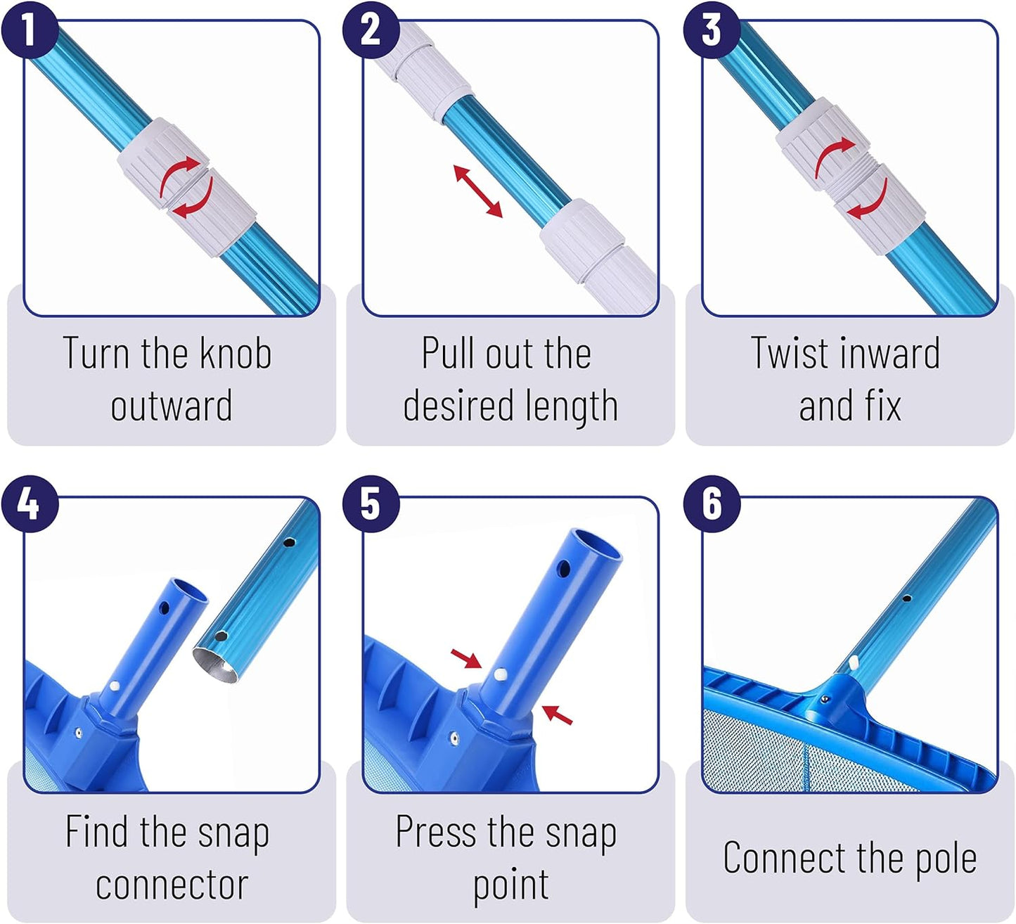 UNCO- Telescopic Pool Pole, 12Ft, Adjustable 3Piece Expandable Step-Up, Telescopic Pole, Pool Poles for Cleaning, Pool Cleaning Pole, Pool Brush Pole, Pool Pole Telescopic, Telescoping Pool Pole