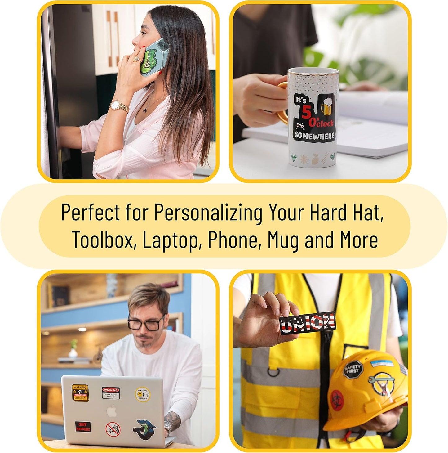 UNCO- Hard Hat Stickers, 76 pcs, Hardhat Stickers and Decals, Funny Stickers, Stickers for Men, Laptop Stickers for Men, Hardhat Stickers, Hard Hat Decals, Electrician Stickers for Hard Hats