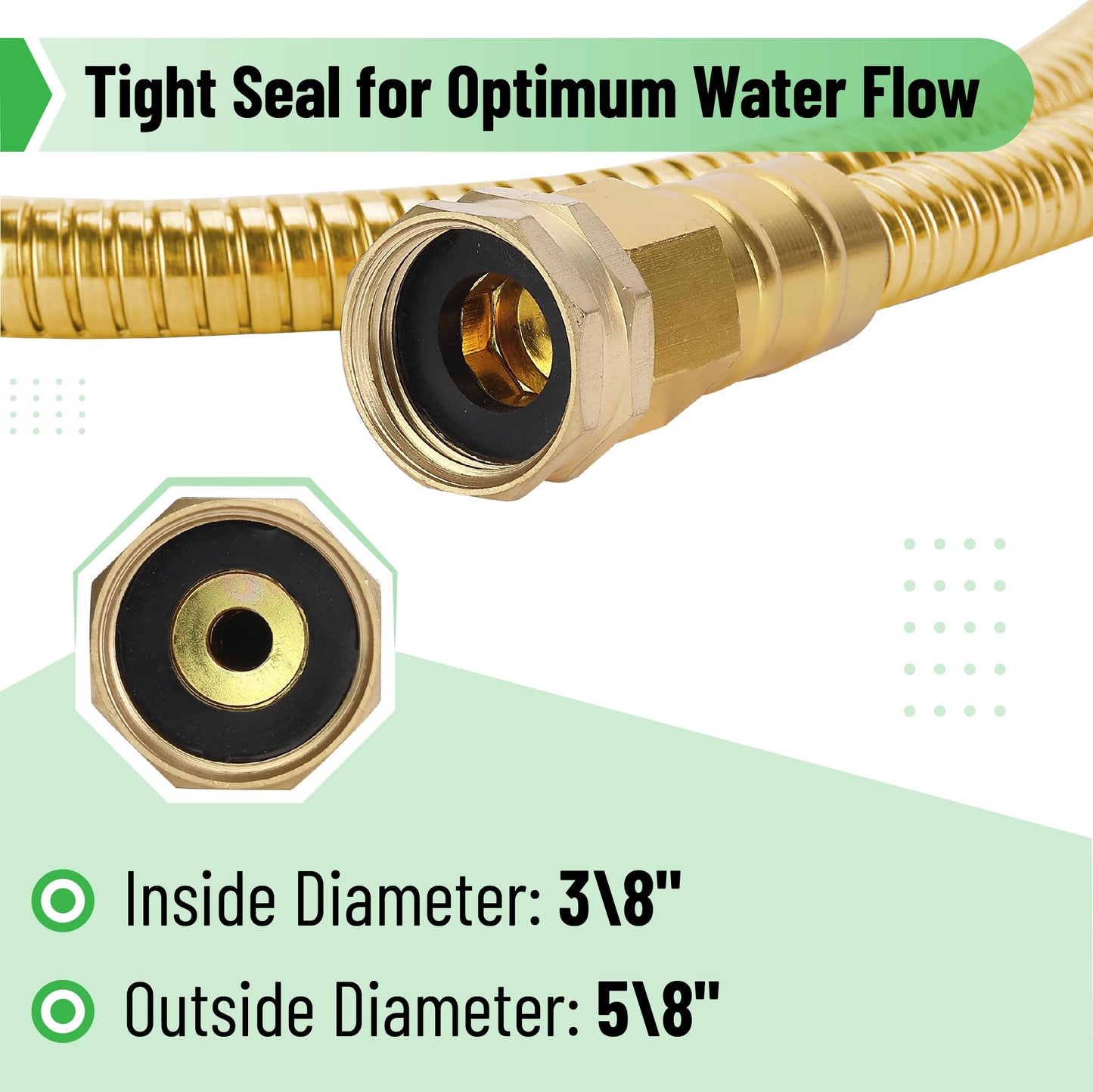 UNCO- Garden Hose, 6 Feet, Stainless Steel Hose, Metal Hose, Metal Garden Hose, Stainless Steel Garden Hose, Outdoor Hose, No Kink Garden Hose, Short Garden Hose, Garden Hose Metal