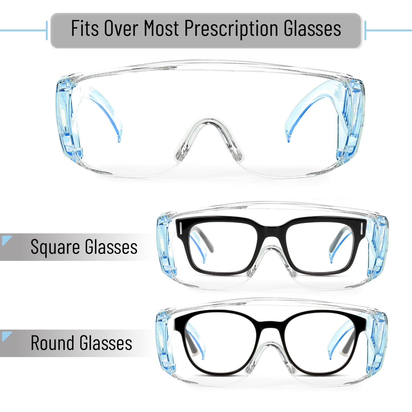 UNCO- Safety Goggles Over Glasses, Protective Goggles, Safety Goggles Anti Fog, Work, Safety Glasses Over