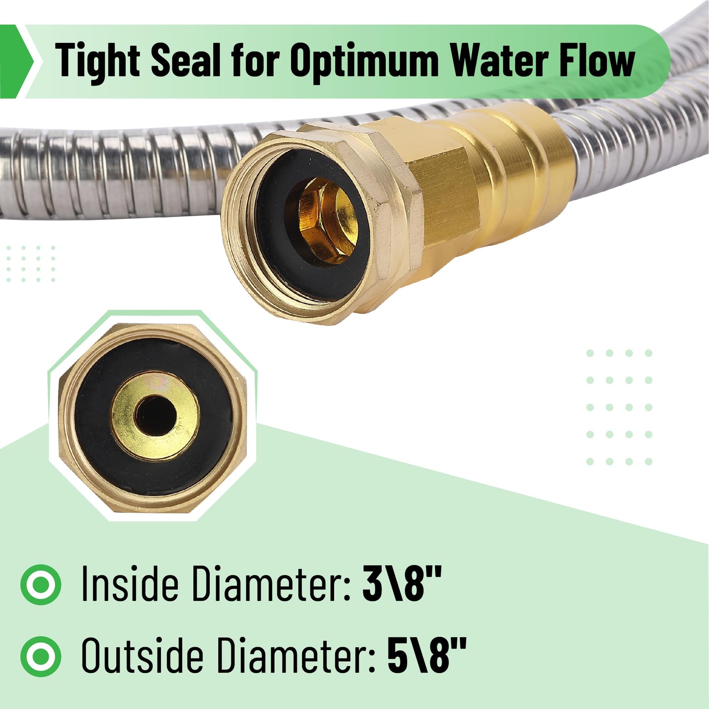 UNCO- Garden Hose, 6 Feet, Stainless Steel Hose, Metal Hose, Metal Garden Hose, Stainless Steel Garden Hose, Outdoor Hose, No Kink Garden Hose, Short Garden Hose, Garden Hose Metal