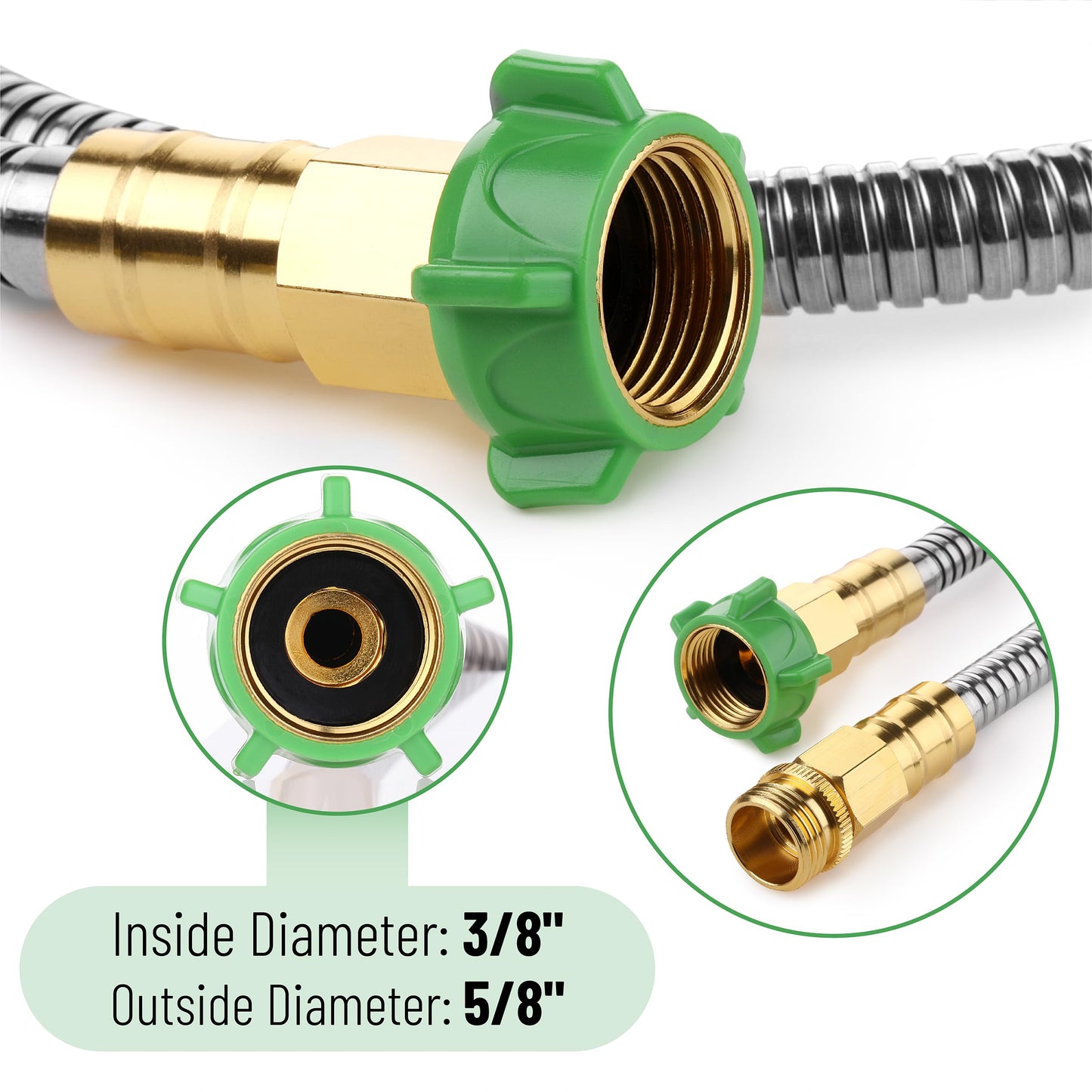 UNCO- Garden Hose, 6 Feet, Stainless Steel Hose, Metal Hose, Metal Garden Hose, Stainless Steel Garden Hose, Outdoor Hose, No Kink Garden Hose, Short Garden Hose, Garden Hose Metal