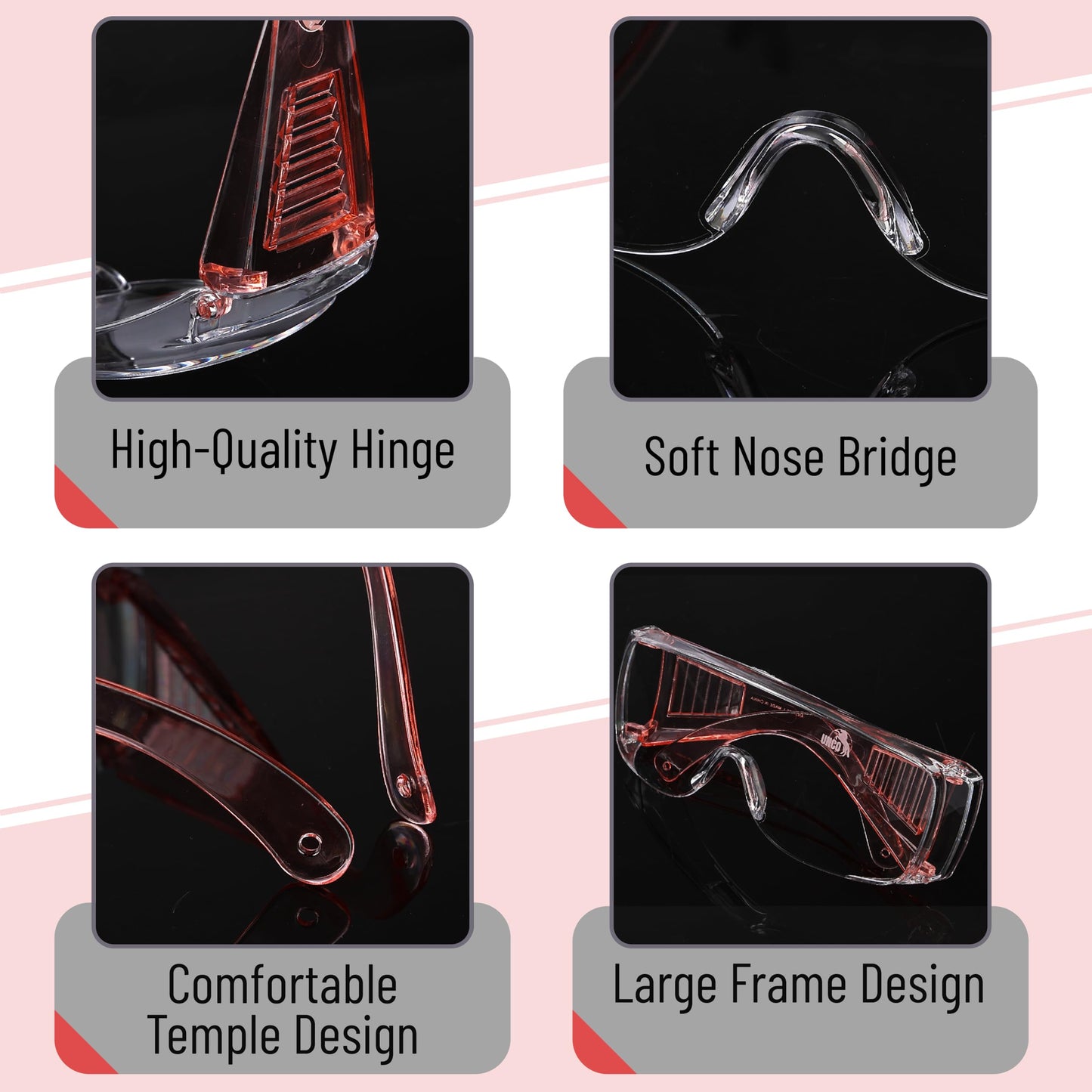 UNCO- Safety Goggles Over Glasses, Protective Goggles, Safety Goggles Anti Fog, Work, Safety Glasses Over