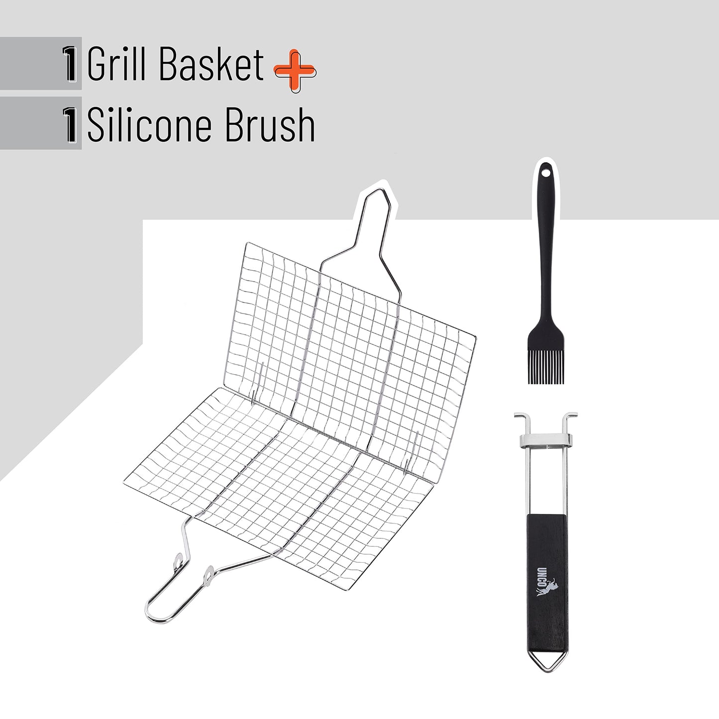 UNCO- Chicken Leg Rack for Grill with Drip Pan and Grill Basket