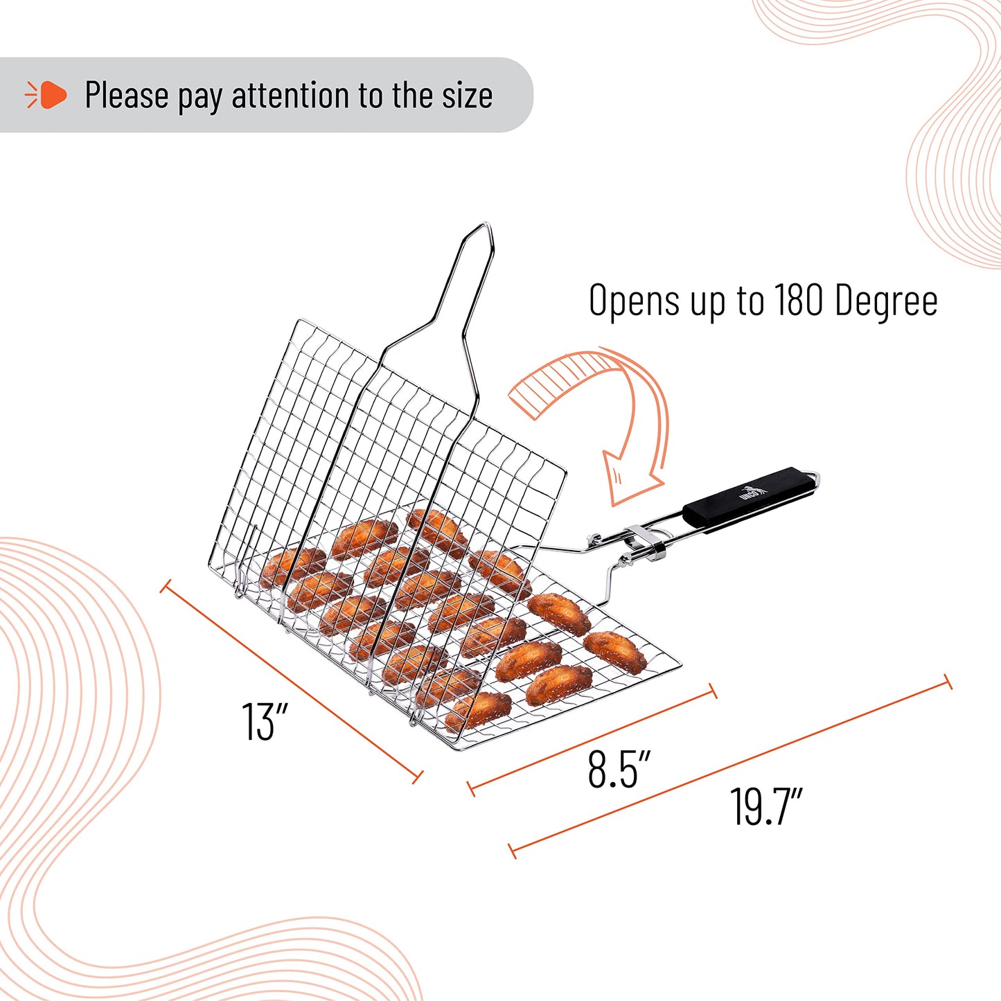 UNCO- Chicken Leg Rack for Grill with Drip Pan and Grill Basket