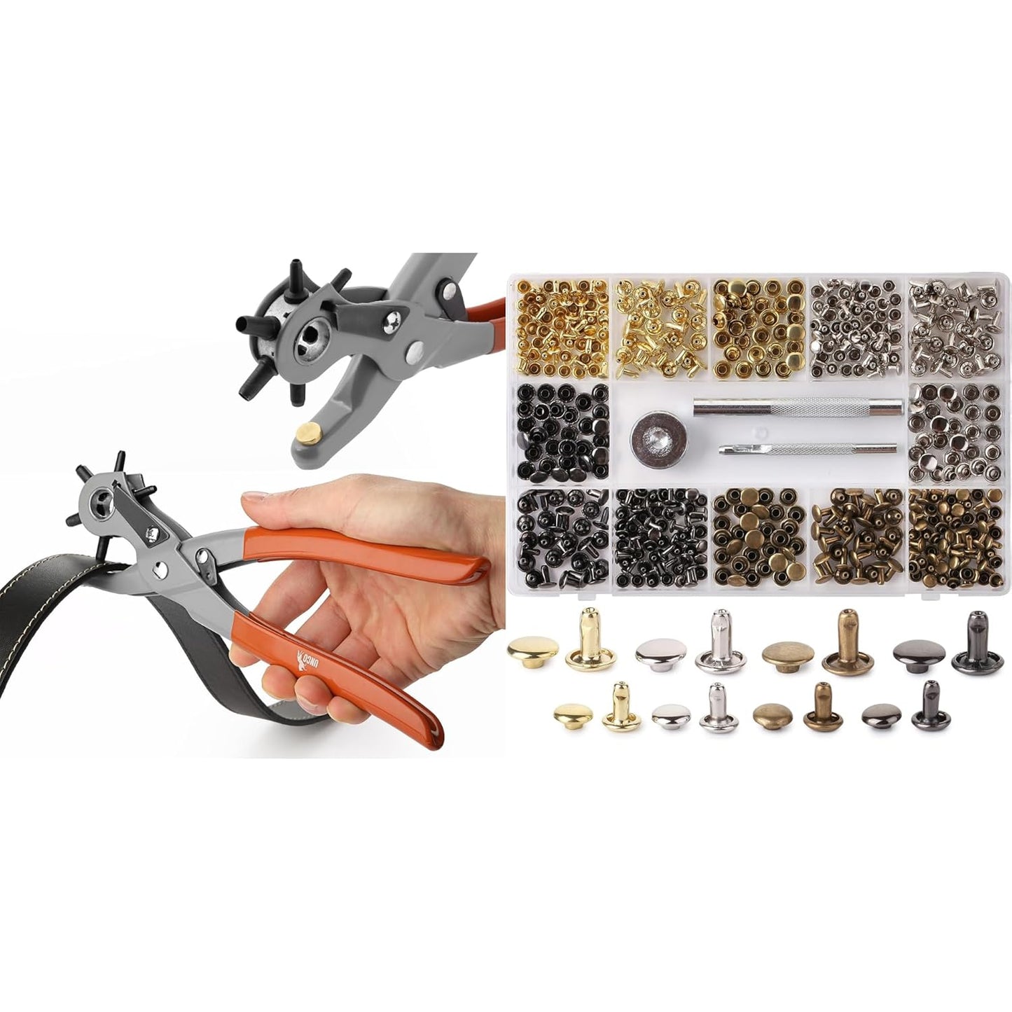 UNCO- Leather Hole Punch Tool and Leather Rivets Kit