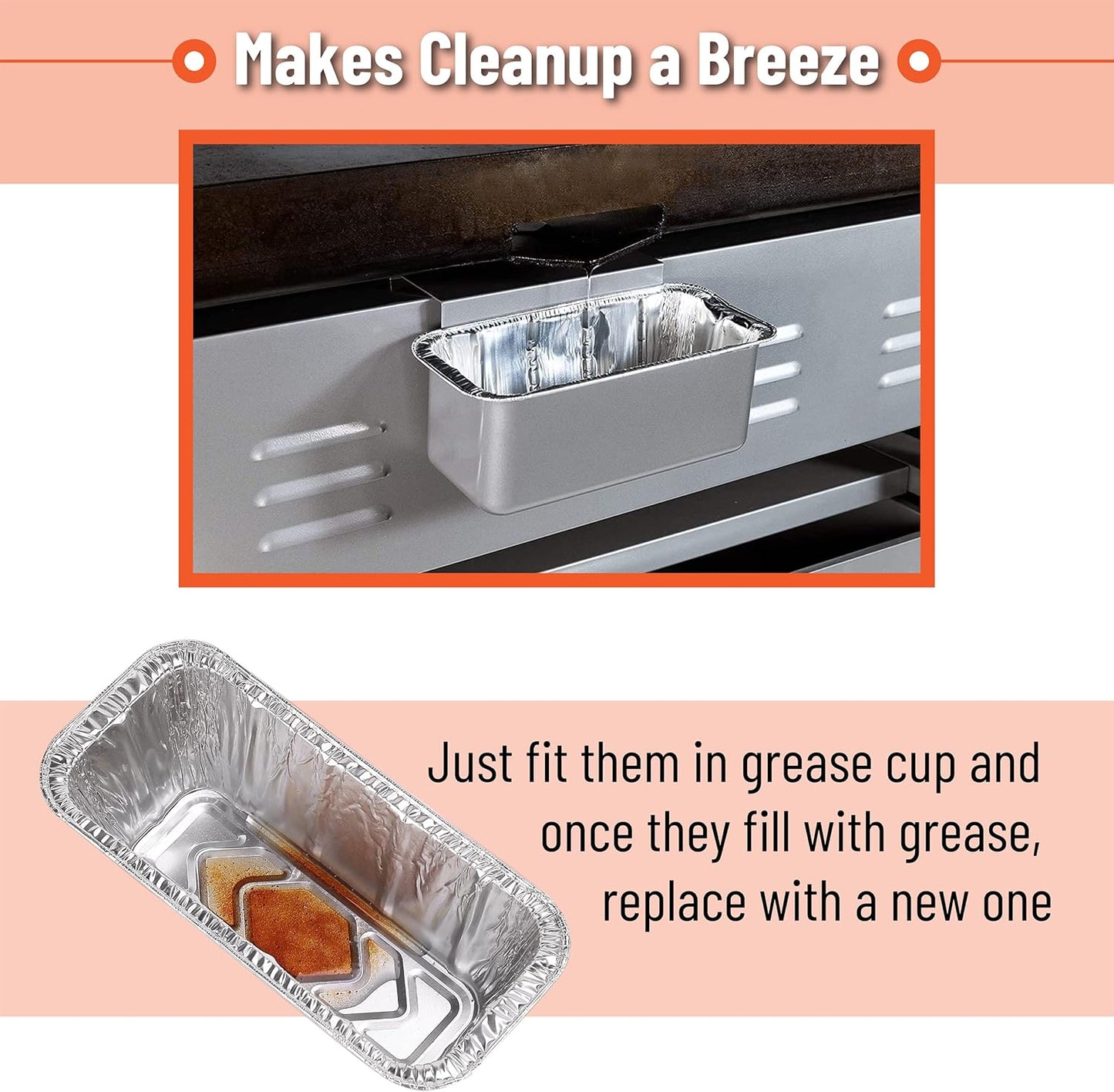 UNCO- Blackstone Grease Cup Liners, 20 Pack, 8”x3”x3.7”, Compatible with 17, 22, 28, 30, 36 Inch Blackstone Griddle, Blackstone Drip Pan Liners, Blackstone Griddle Grease Cup Liners, Grease Cup Liners