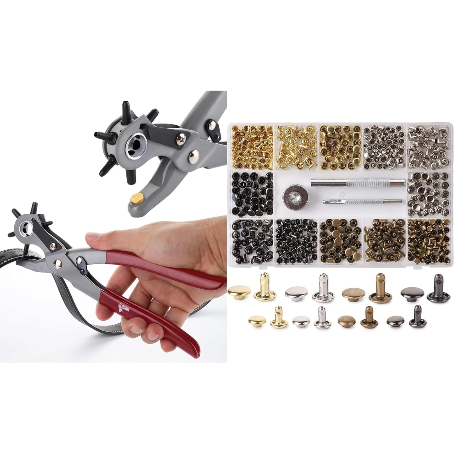 UNCO- Leather Hole Punch Tool and Leather Rivets Kit