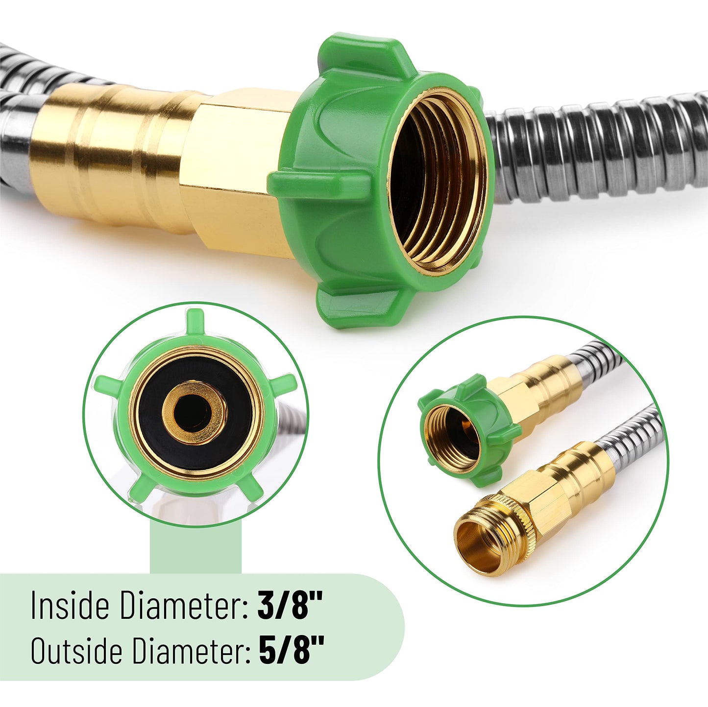 UNCO- Garden Hose, 6 Feet, Stainless Steel Hose, Metal Hose, Metal Garden Hose, Stainless Steel Garden Hose, Outdoor Hose, No Kink Garden Hose, Short Garden Hose, Garden Hose Metal