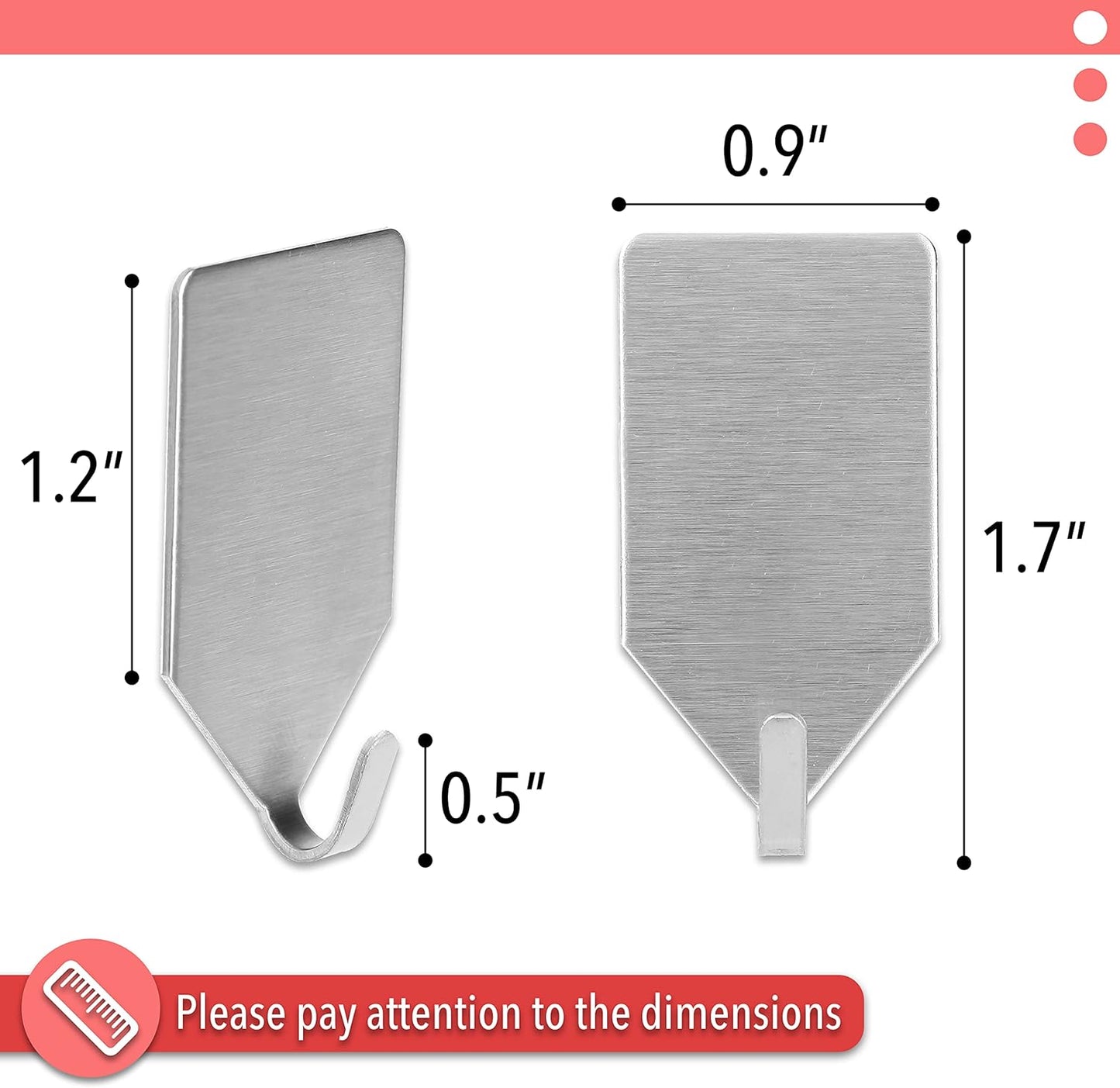 UNCO- Metal Small Adhesive Hooks, 10 Pack, Stainless Steel, Hooks for Hanging Towels, Adhesive Wall Hooks, Stick on Hooks, Self Adhesive Hooks, Hanging Hook, Kitchen Hooks, Adhesive Hook, Sticky Hook