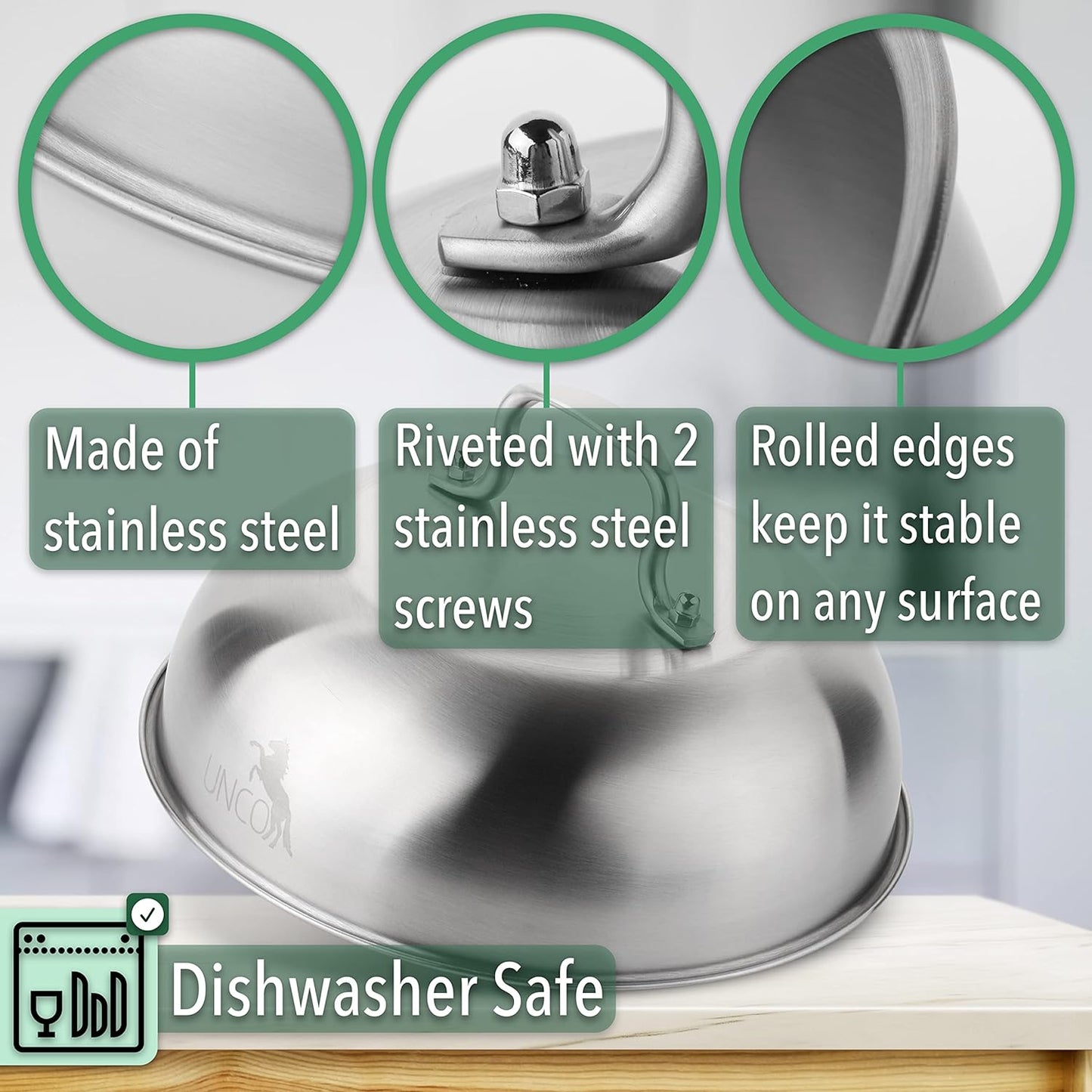 UNCO- Melting Dome, 9 Inch, Stainless Steel, Cheese Melting Dome, Round Basting Cover, Grilling Melting Dome, Cheese Melting Dome for Griddle, Griddle Grill Accessories