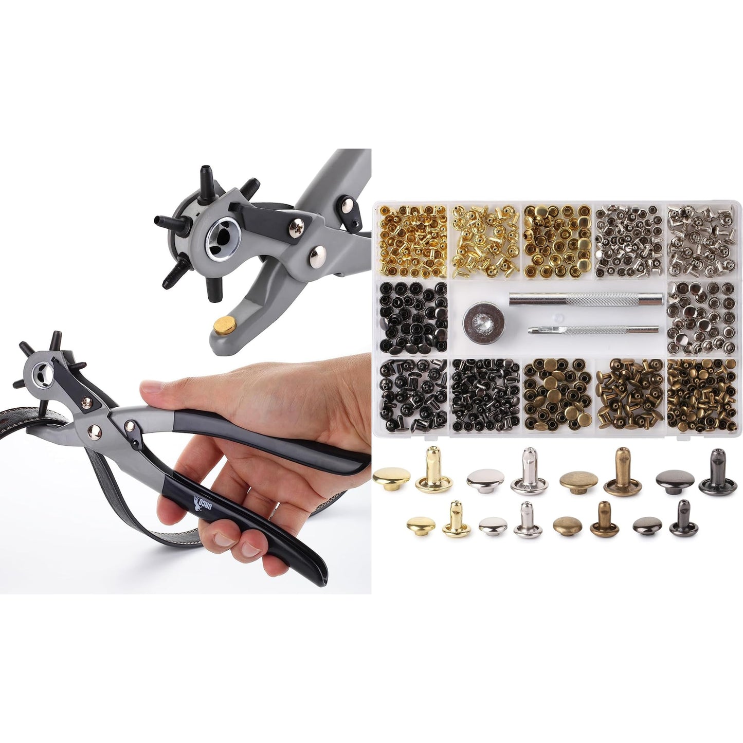 UNCO- Leather Hole Punch Tool and Leather Rivets Kit