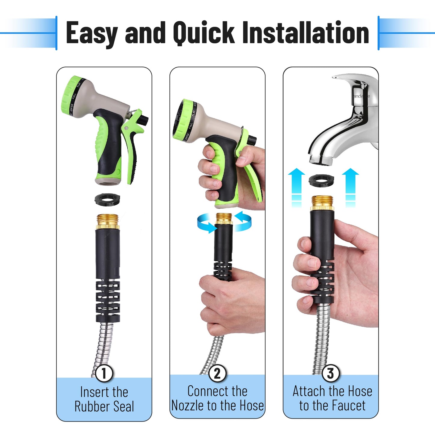 UNCO- Garden Hose, 6 Feet, Stainless Steel Hose, Metal Hose, Metal Garden Hose, Stainless Steel Garden Hose, Outdoor Hose, No Kink Garden Hose, Short Garden Hose, Garden Hose Metal