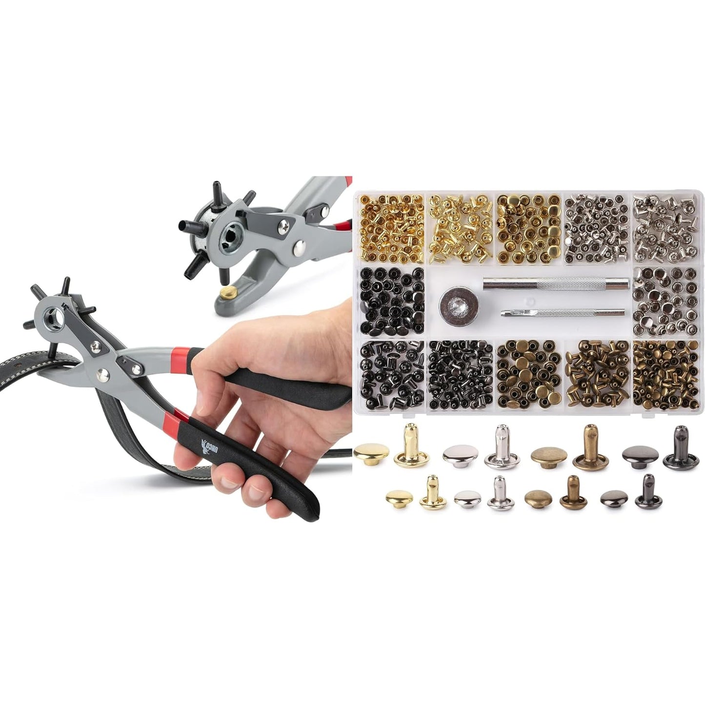 UNCO- Leather Hole Punch Tool and Leather Rivets Kit