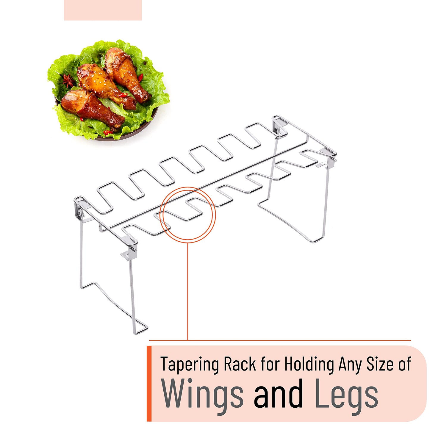 UNCO- Chicken Leg Rack for Grill with Drip Pan and Grill Basket
