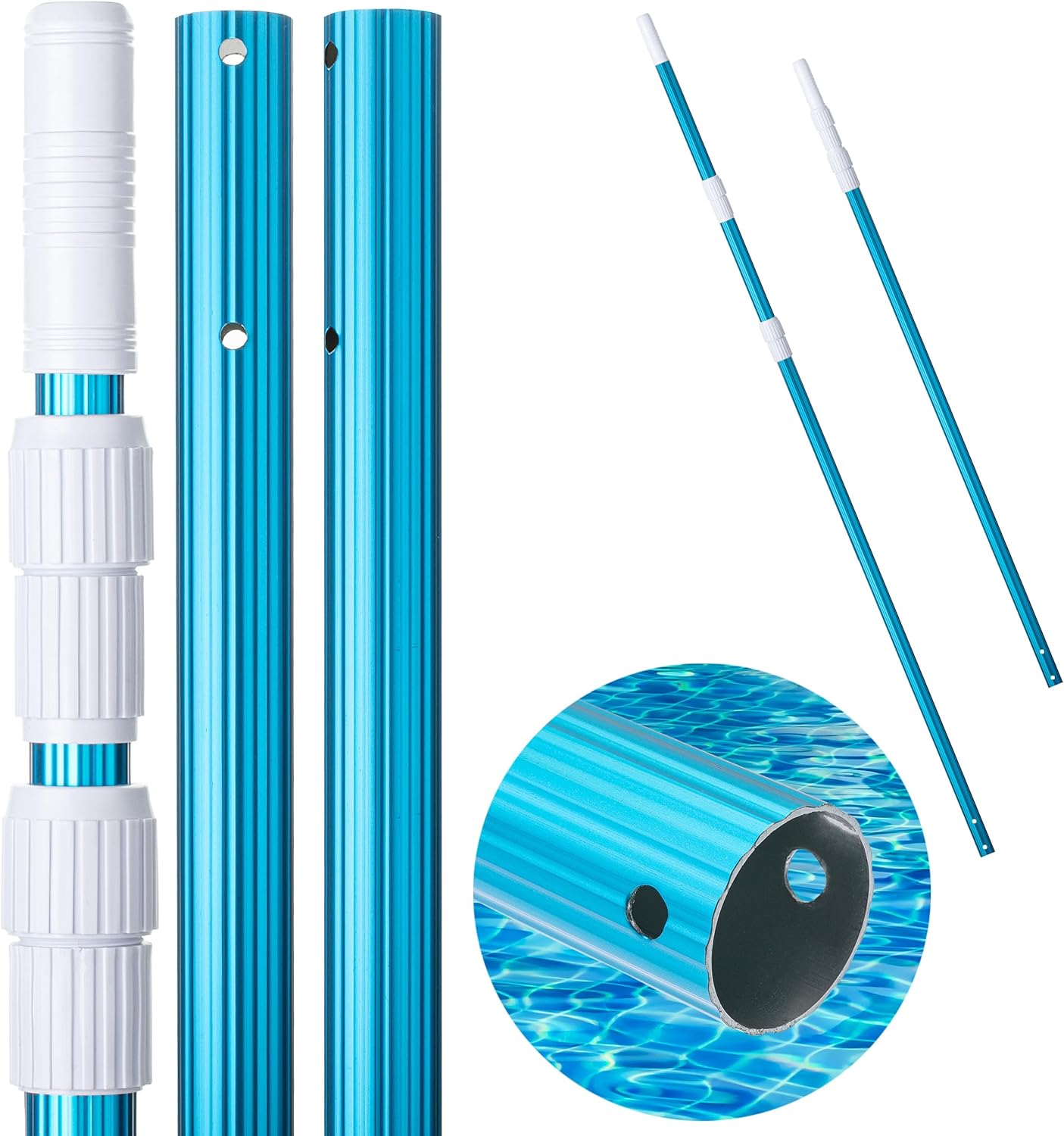 UNCO- Telescopic Pool Pole, 12Ft, Adjustable 3Piece Expandable Step-Up, Telescopic Pole, Pool Poles for Cleaning, Pool Cleaning Pole, Pool Brush Pole, Pool Pole Telescopic, Telescoping Pool Pole