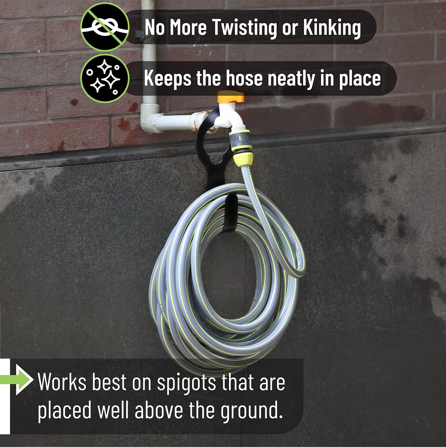 UNCO- Garden Hose Holder, Metal, 2 Pack, Fit 50’ of 5/8” Hose, Garden Hose Hanger, Water Hose Holder, Water Hose Holders for Outside, Portable Hose Holder, Hanging Hose Holder, Garden Hose Carrier