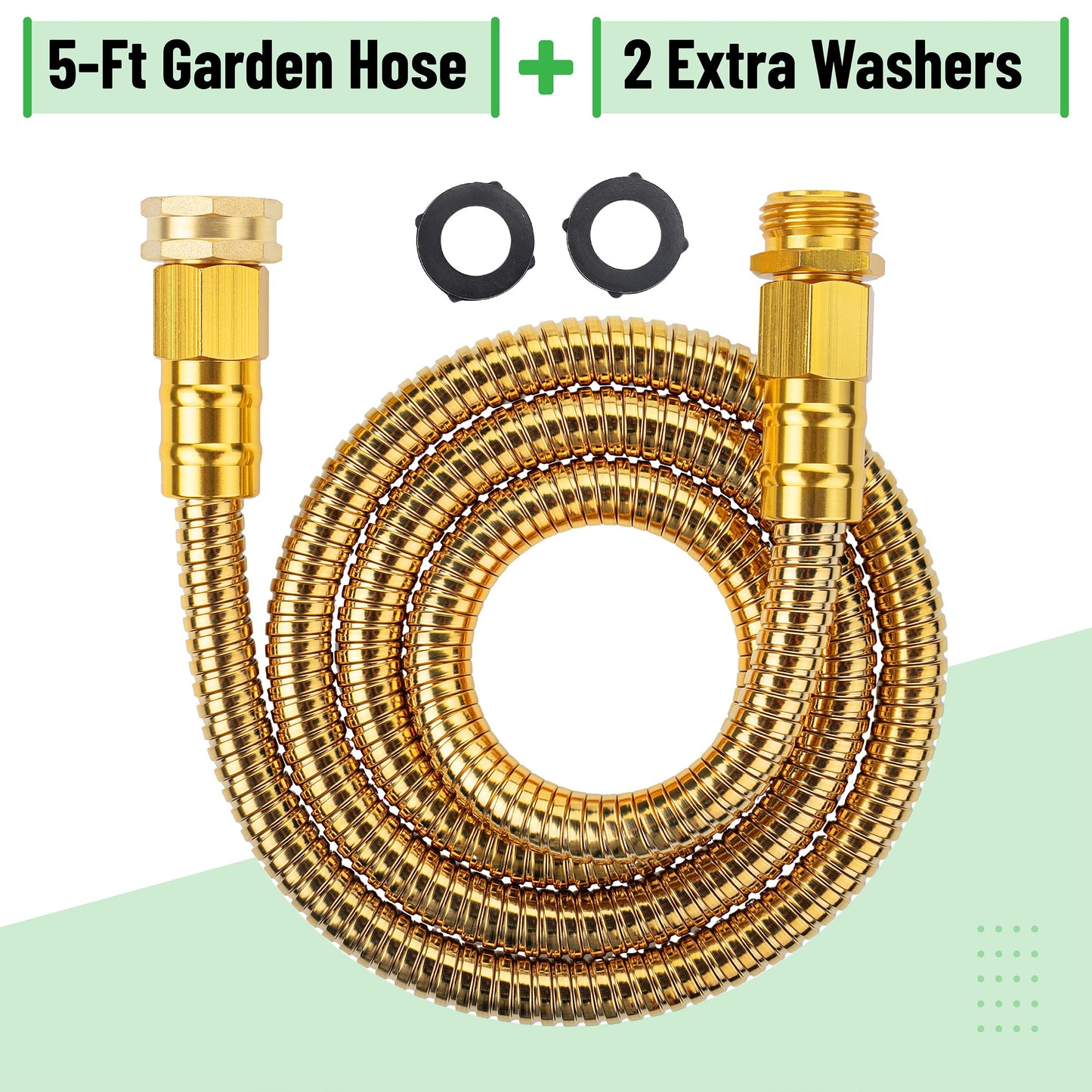 UNCO- Garden Hose, 6 Feet, Stainless Steel Hose, Metal Hose, Metal Garden Hose, Stainless Steel Garden Hose, Outdoor Hose, No Kink Garden Hose, Short Garden Hose, Garden Hose Metal