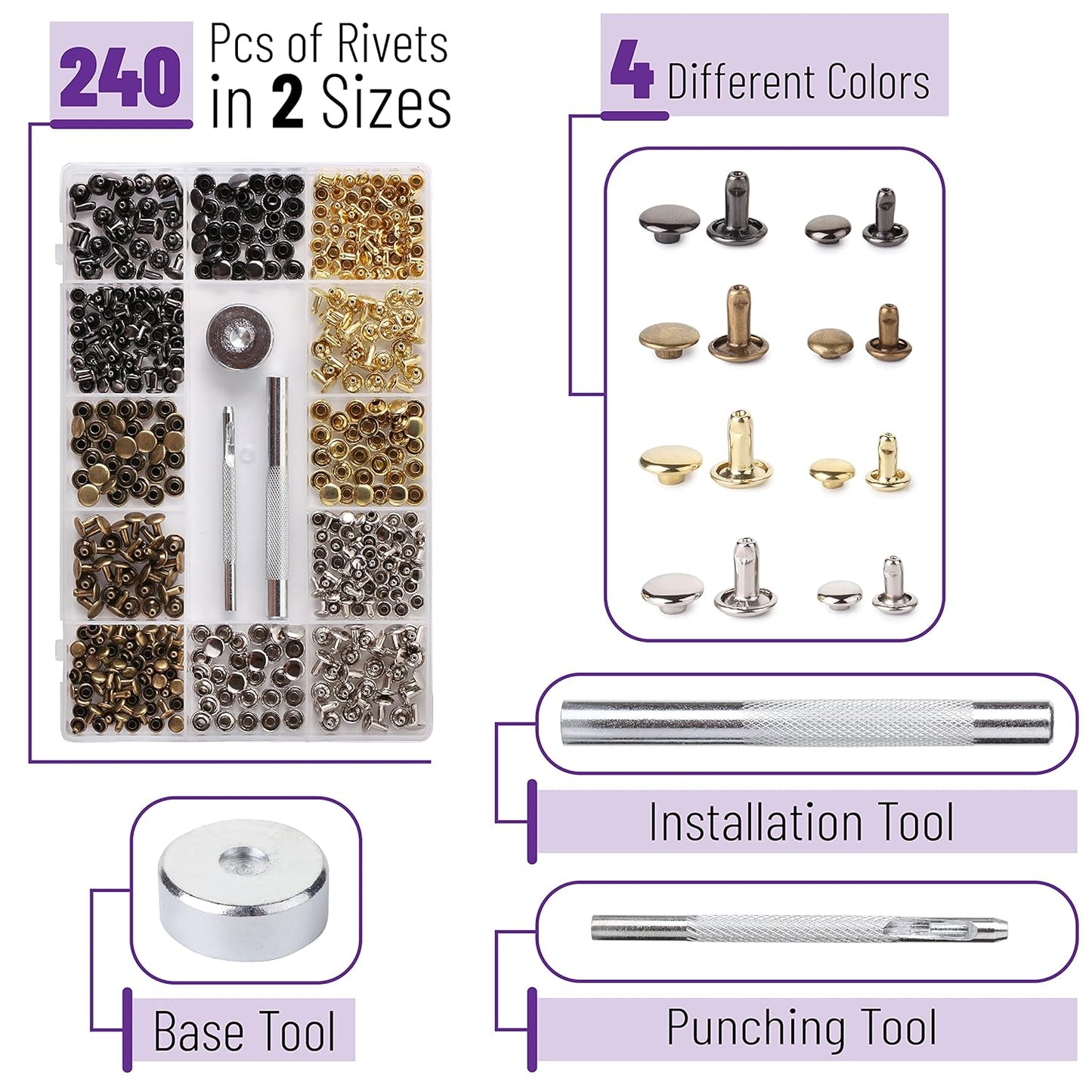 UNCO- Leather Hole Punch Tool and Leather Rivets Kit