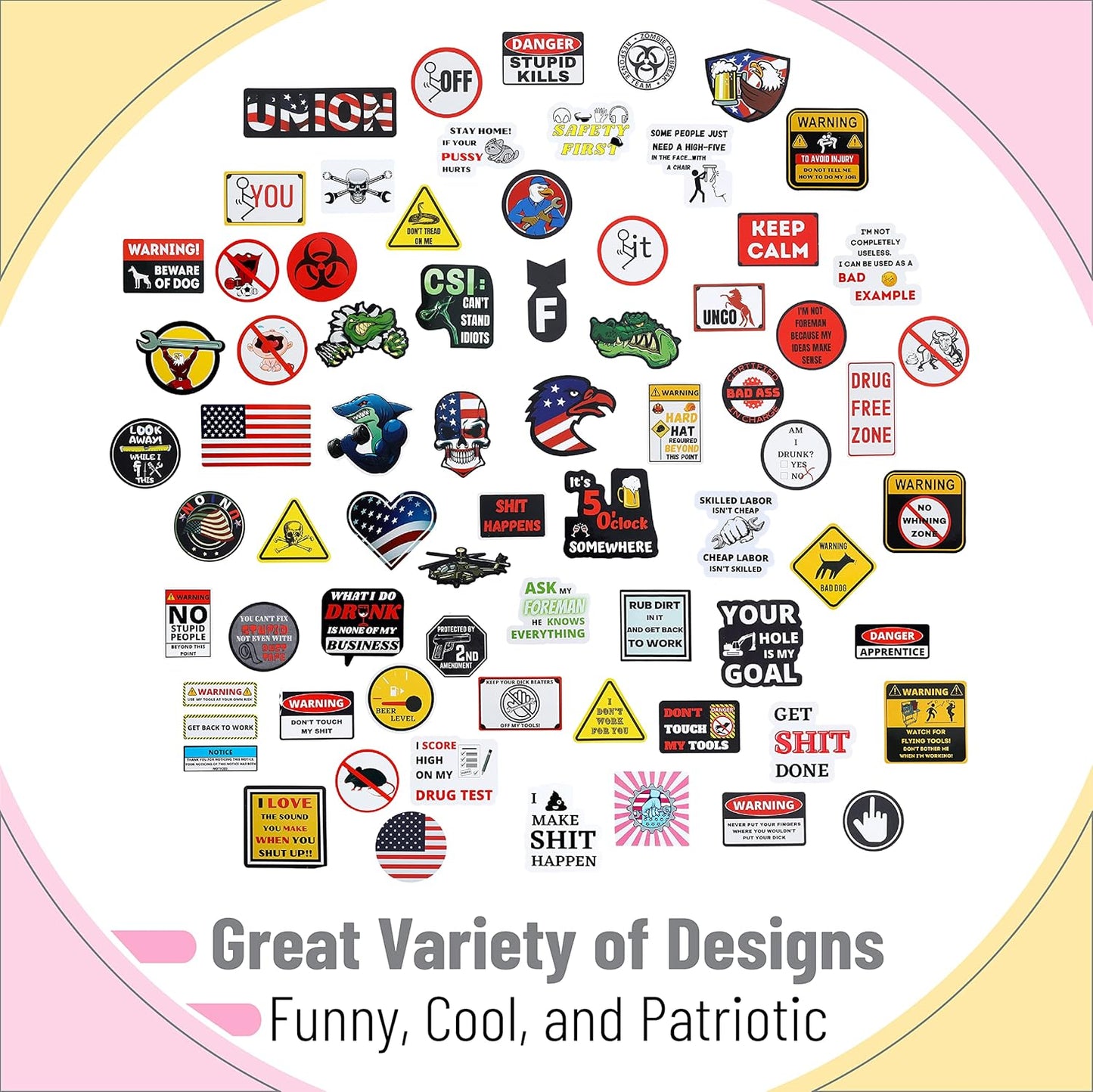 UNCO- Hard Hat Stickers, 76 pcs, Hardhat Stickers and Decals, Funny Stickers, Stickers for Men, Laptop Stickers for Men, Hardhat Stickers, Hard Hat Decals, Electrician Stickers for Hard Hats