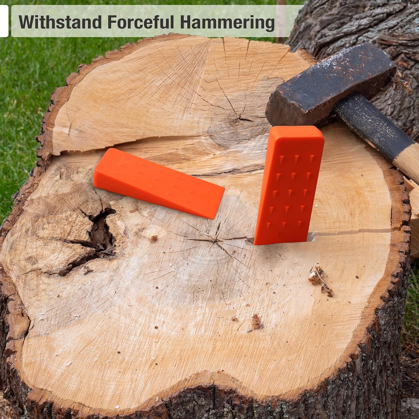 UNCO- Tree Felling Wedges with Spikes, 5.5", 6 pcs, Orange Wedges with Storage Bag, Splitting Wedge, Plastic Wedges for Tree Cutting, Logging Tools and Equipment, Chainsaw Wedges for Trees, Wood Wedge