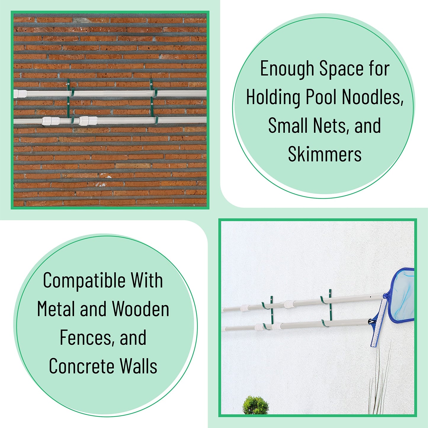 UNCO- Pool Pole Hanger, 2 Pack, Blue, Pool Hooks for Poles, Fence Hooks Pool, Pool Organizer, Pool Hangers for Poles and Hose, Pool Hanger, Outdoor Hooks for Pool Equipment, Pool Equipment Hooks