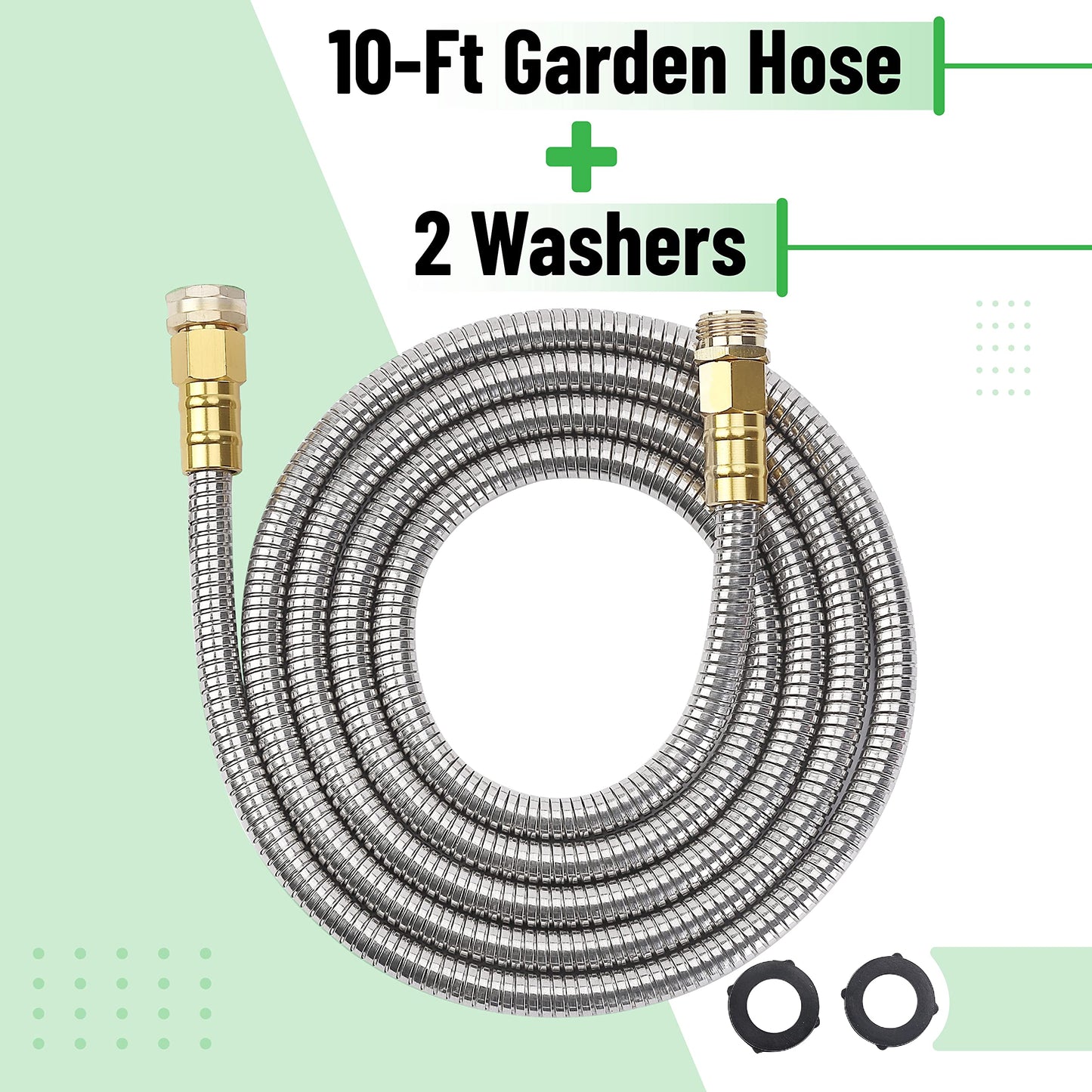 UNCO- Garden Hose, 6 Feet, Stainless Steel Hose, Metal Hose, Metal Garden Hose, Stainless Steel Garden Hose, Outdoor Hose, No Kink Garden Hose, Short Garden Hose, Garden Hose Metal