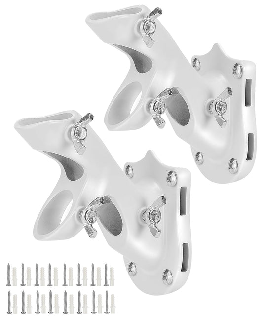 UNCO- Aluminum Flag Pole Holder for House, 2 Pack, White, Heavy Duty Aluminum Mount, Flag Pole Bracket, Flag Pole Holder Mounting Bracket, Flag Pole Brackets for House, Flag Pole Mounting Bracket