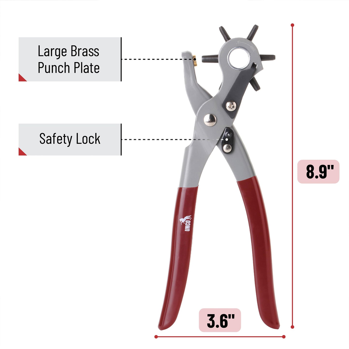 UNCO- Leather Hole Punch Tool, Multi Hole Sizes for Belts and Leather