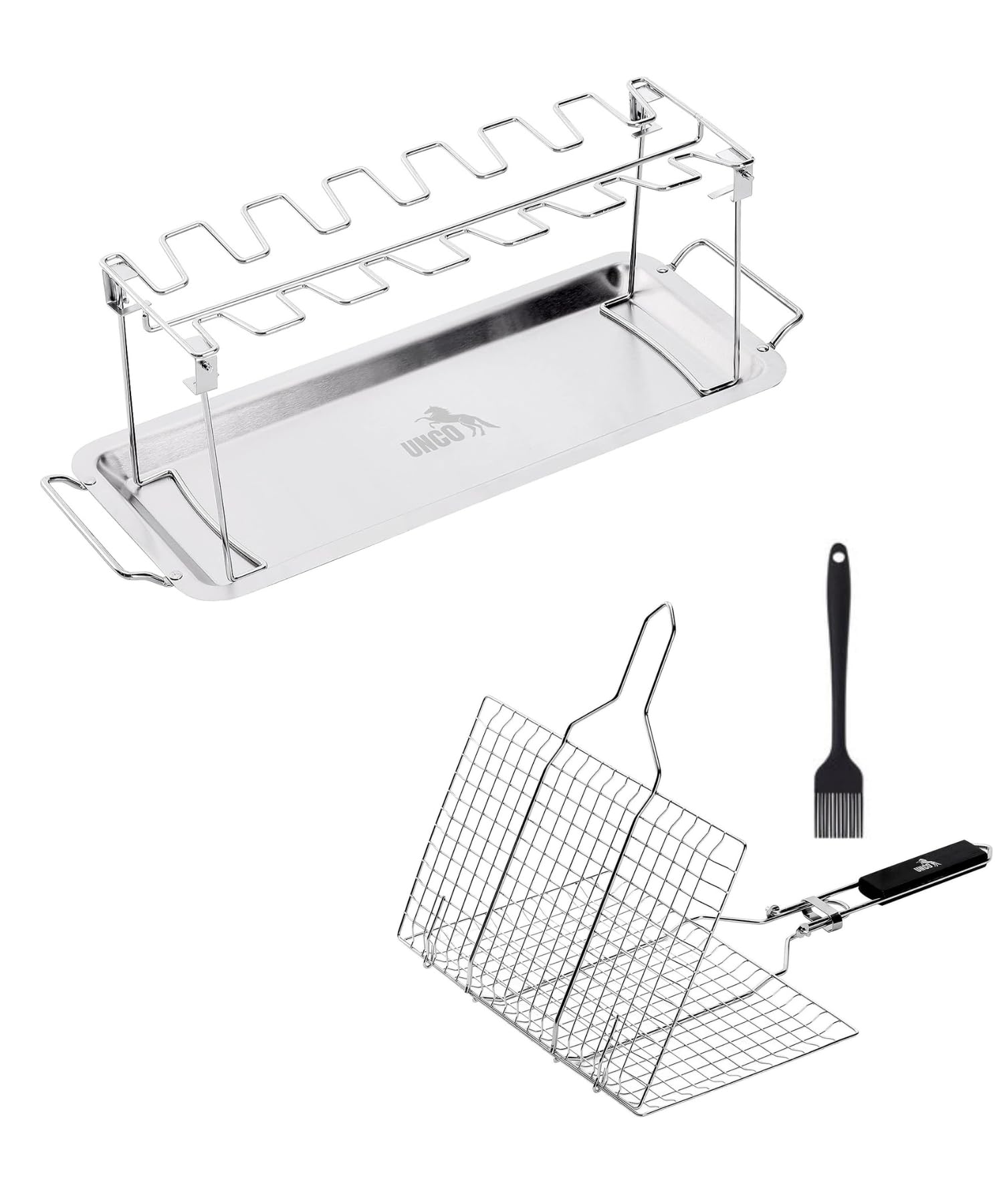 UNCO- Chicken Leg Rack for Grill with Drip Pan and Grill Basket – Unco
