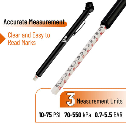 UNCO- Pencil Tire Pressure Gauge, 2 Pack, 10-75 PSI, Black, Tire Gauges for Tire Pressure, Air Pressure Gauge for Tires, Air Gauge Tire Pressure, Car Tire Pressure Gauge, Tire Air Gauge