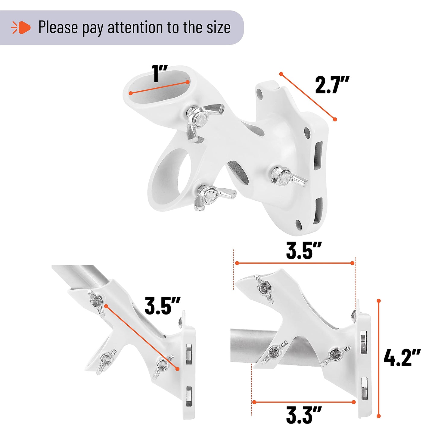 UNCO- Aluminum Flag Pole Holder, Heavy Duty Aluminum Mount, Flag Pole Bracket, Flag Pole Holder Mounting Bracket, Flag Pole Brackets for House, Flag Pole Mounting Bracket, Flag Pole Holder for House