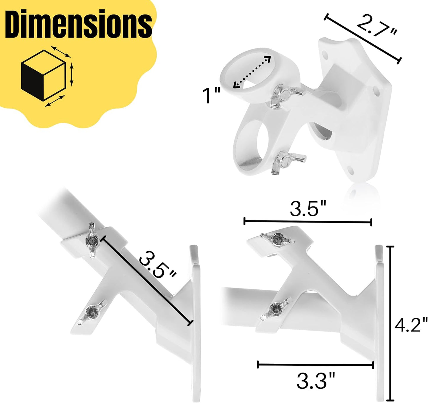 UNCO- Aluminum Flag Pole Holder, Heavy Duty Aluminum Mount, Flag Pole Bracket, Flag Pole Holder Mounting Bracket, Flag Pole Brackets for House, Flag Pole Mounting Bracket, Flag Pole Holder for House