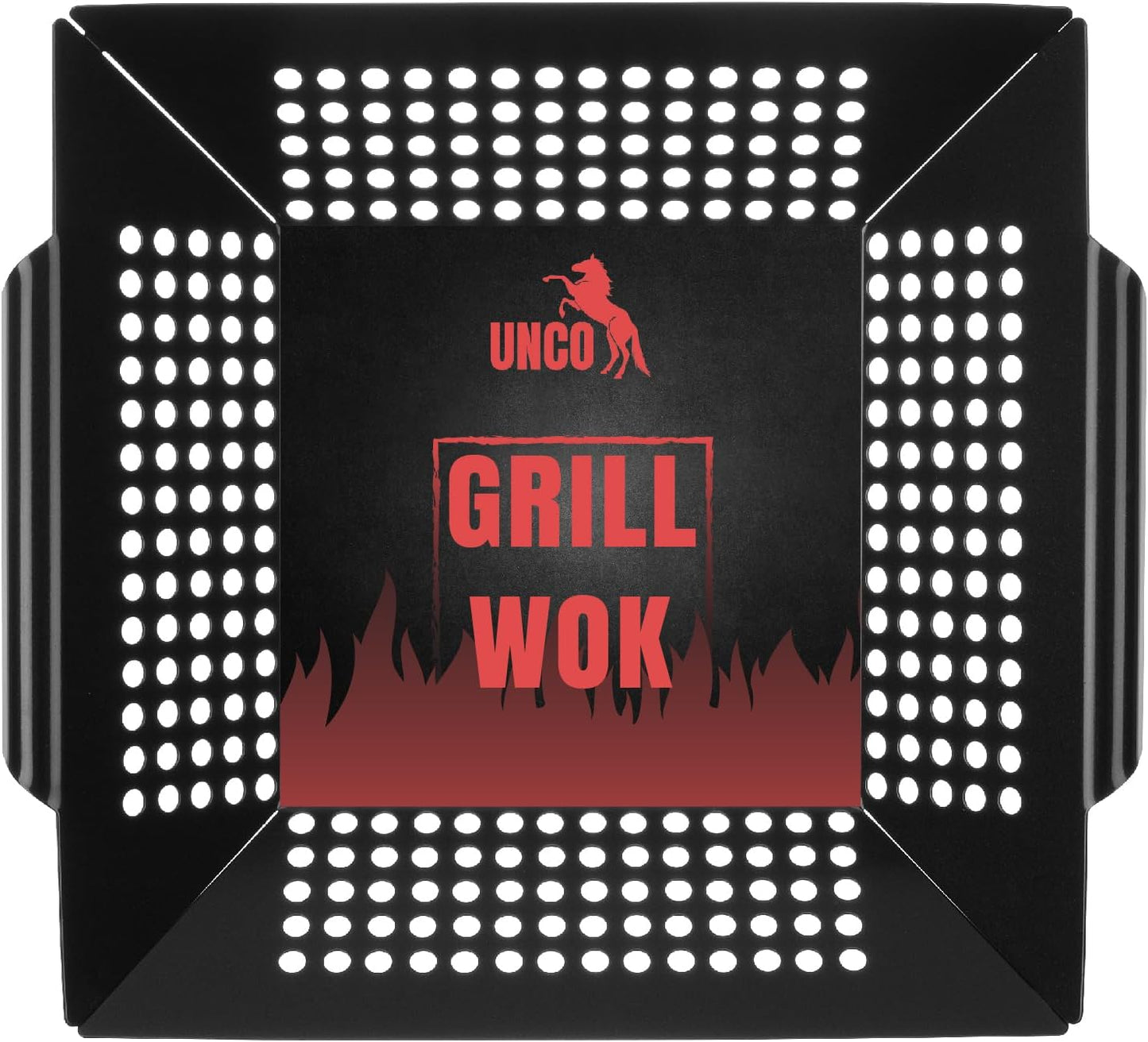 UNCO- Grill Basket, 13.6" x 12", Grill Baskets for Outdoor Grill Vegetables, BBQ Vegetable Grilling Basket, Grilling Baskets for Outdoor Grill, Vegetable Grill Basket for Veggies, Veggie Grill Basket