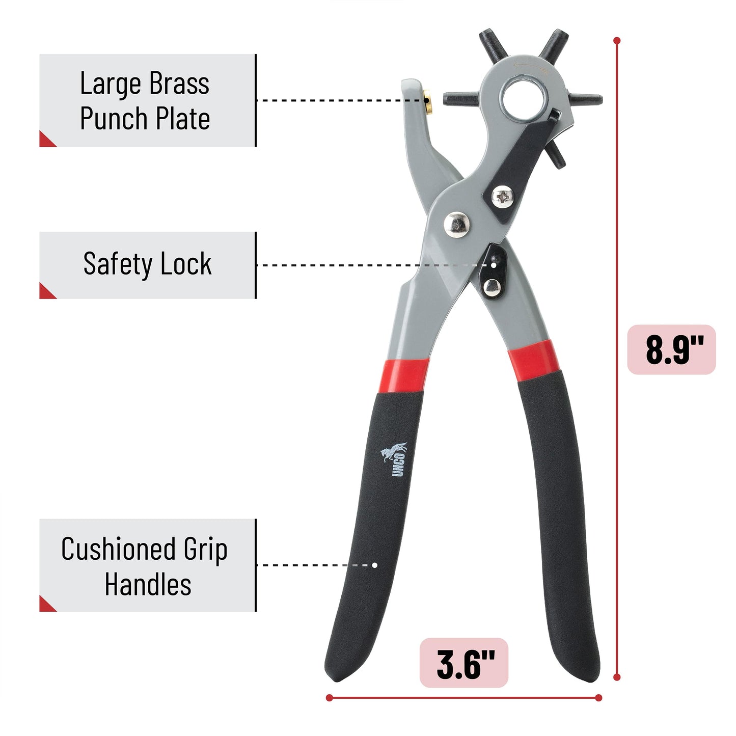 UNCO- Leather Hole Punch Tool, Multi Hole Sizes for Belts and Leather