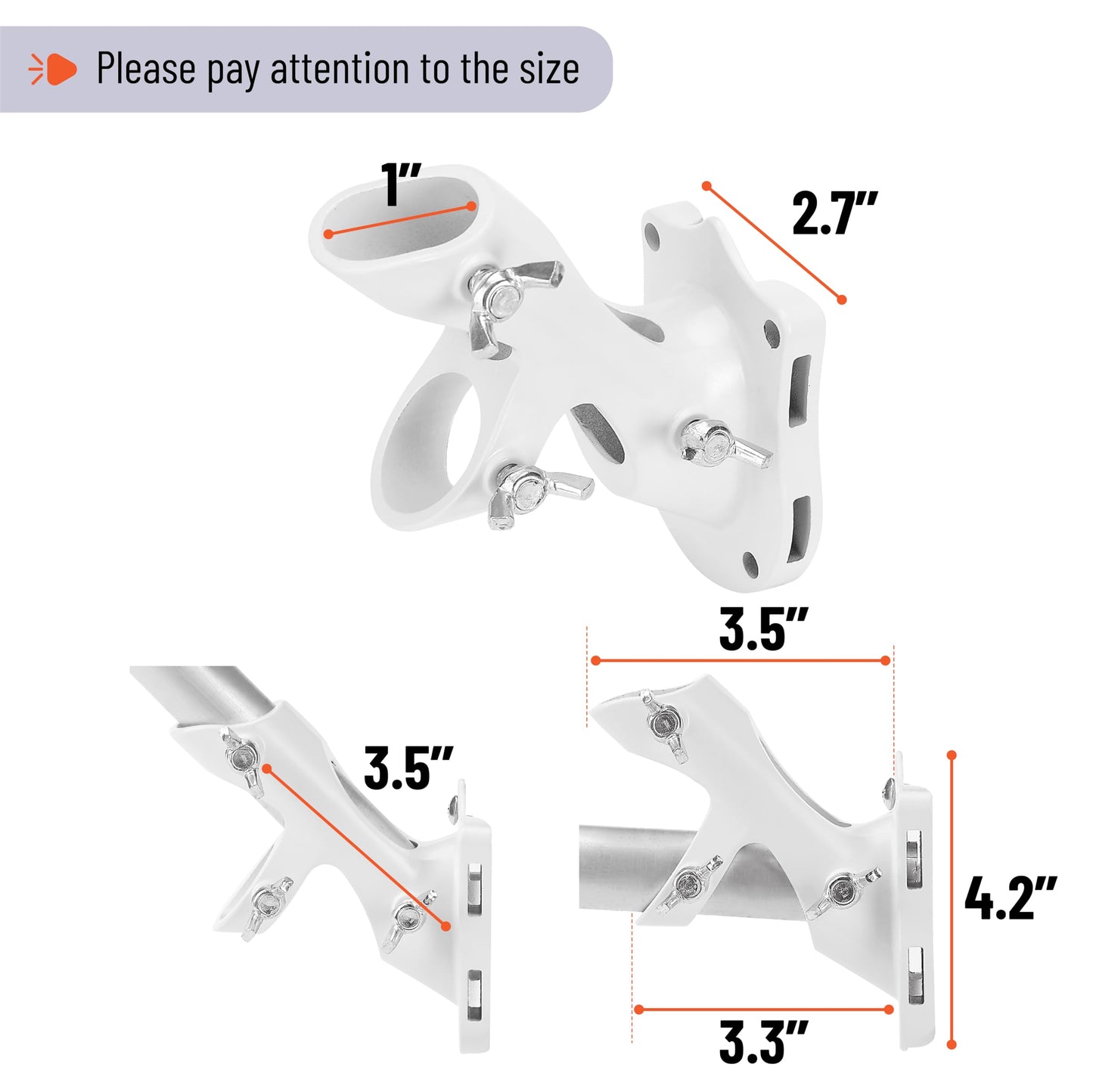 UNCO- Aluminum Flag Pole Holder, Heavy Duty Aluminum Mount, Flag Pole Bracket, Flag Pole Holder Mounting Bracket, Flag Pole Brackets for House, Flag Pole Mounting Bracket, Flag Pole Holder for House