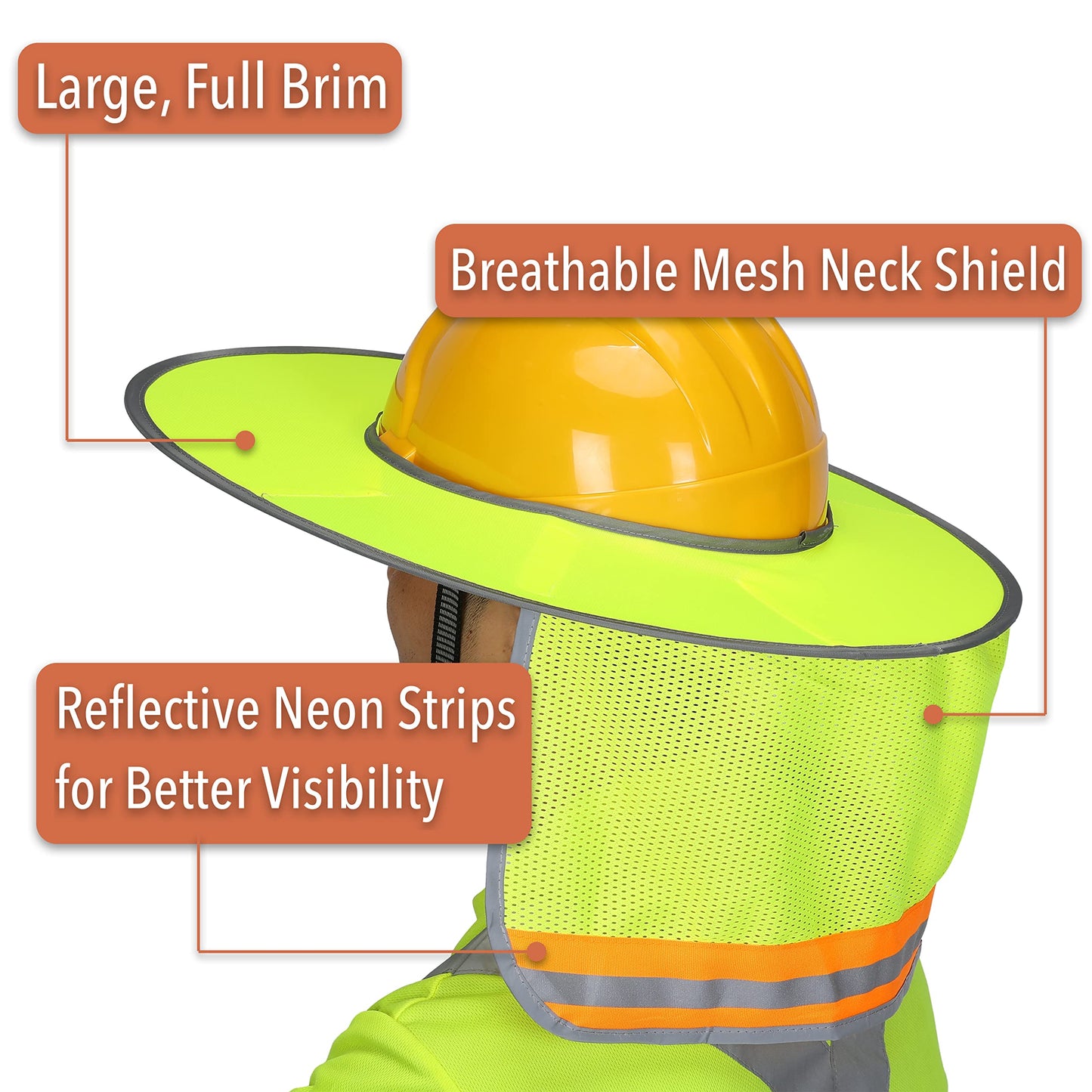 UNCO- Hard Hat Sun Shield, 3 Pack, Full & Standard Brim Mesh Sunshade High Visibility Reflective, Hard Hat Sun Shade, Hard Hat Accessories, Hard Hat Visor, Hard Hat Shade, Hard Hat Neck Shade