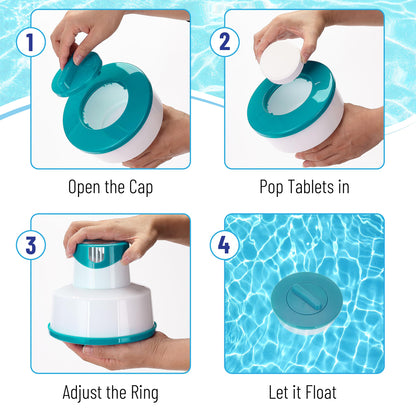 Pool Chlorine Floater, Collapsible, Chlorine Tablet Floater, Chlorine Floater 3 Inch Tablets, Floating Chlorine Dispenser for Pool, Pool Tablet Floater, Pool Floater for Chlorine Tablets, 7" Floater