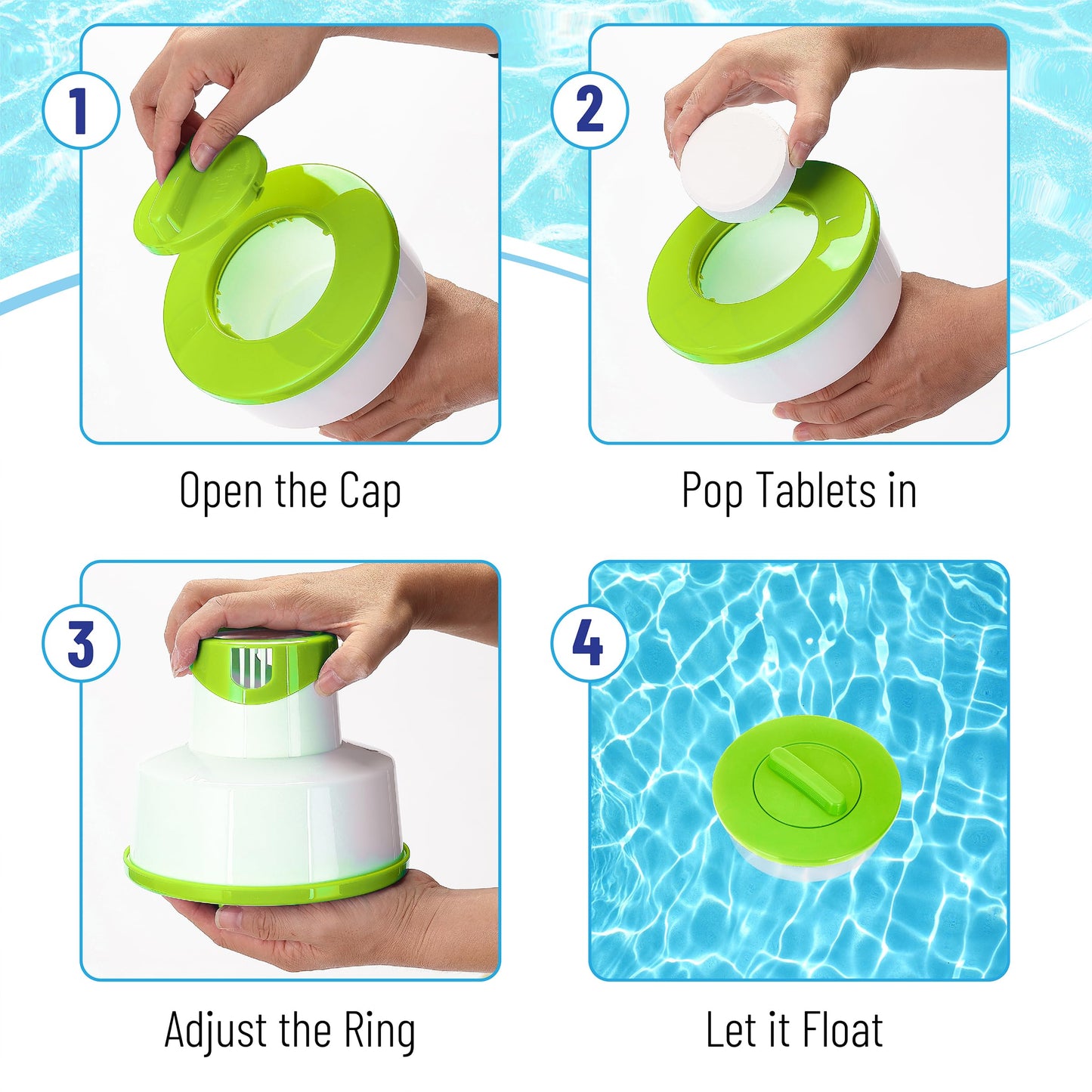 Pool Chlorine Floater, Collapsible, Chlorine Tablet Floater, Chlorine Floater 3 Inch Tablets, Floating Chlorine Dispenser for Pool, Pool Tablet Floater, Pool Floater for Chlorine Tablets, 7" Floater