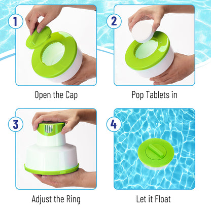 Pool Chlorine Floater, Collapsible, Chlorine Tablet Floater, Chlorine Floater 3 Inch Tablets, Floating Chlorine Dispenser for Pool, Pool Tablet Floater, Pool Floater for Chlorine Tablets, 7" Floater