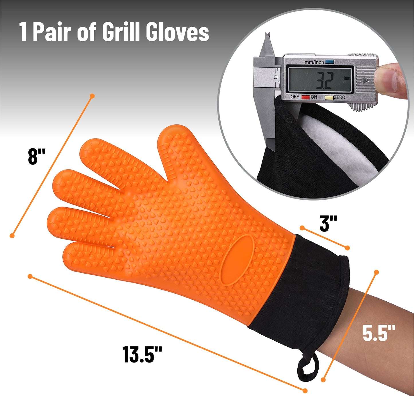 UNCO- Grill Gloves, Silicone Gloves Heat Resistant, Oven Gloves, BBQ Gloves, Meat Gloves, Barbecue Gloves, Grilling Gloves, Meat Gloves for Pulling Meat, Grill Gloves for Outdoor Grill, Grill Mitts